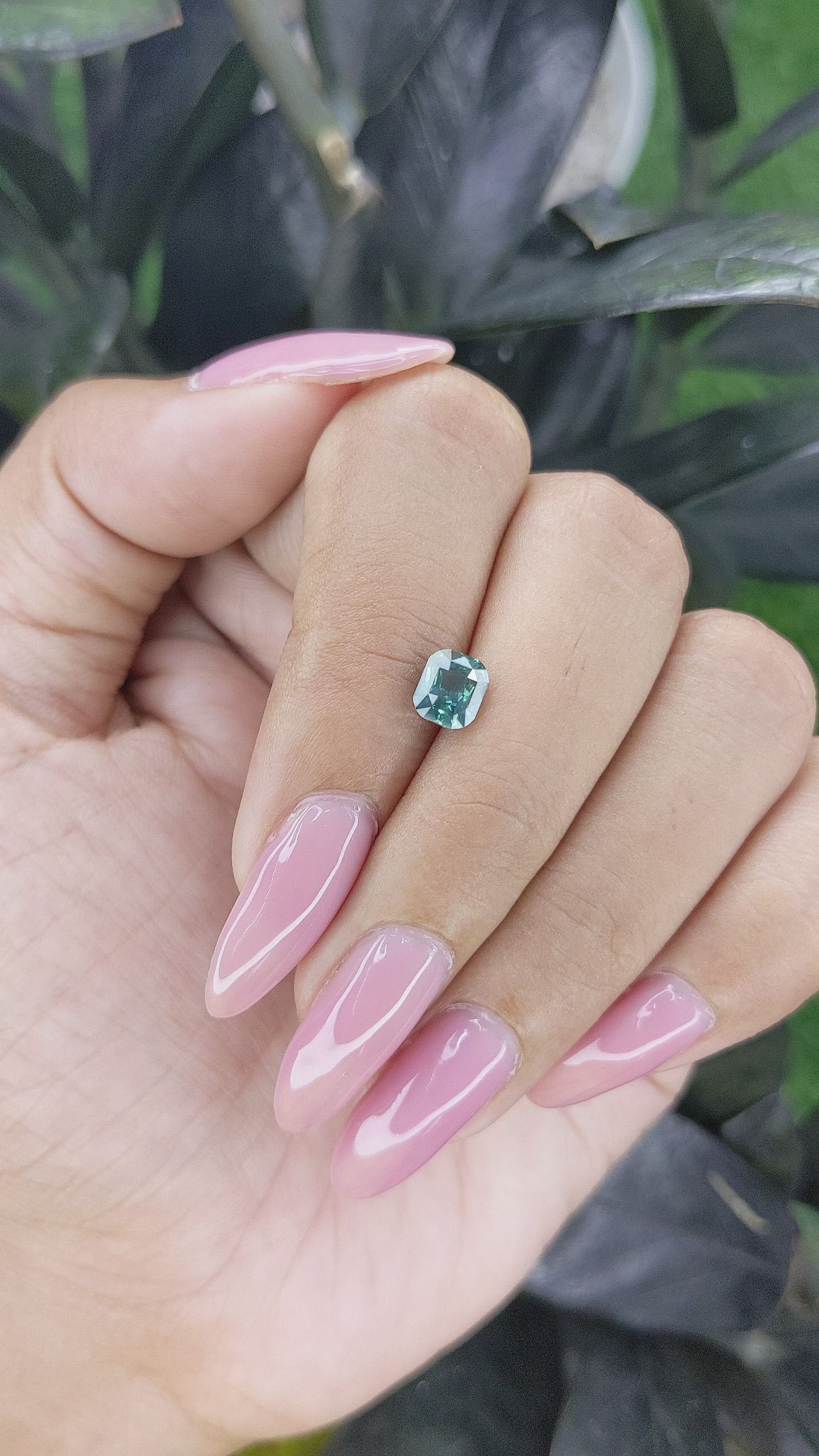 1.17 Ct. Bluish Green Sapphire from Madagascar Size Video