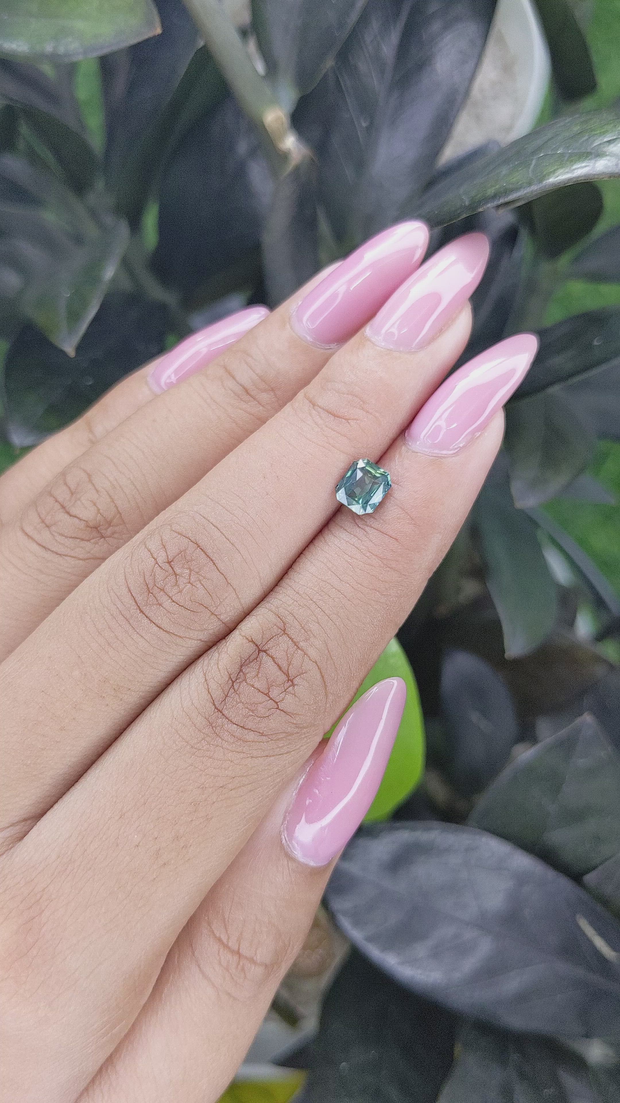 1.08 Ct. Bluish Green Sapphire from Madagascar Size Video