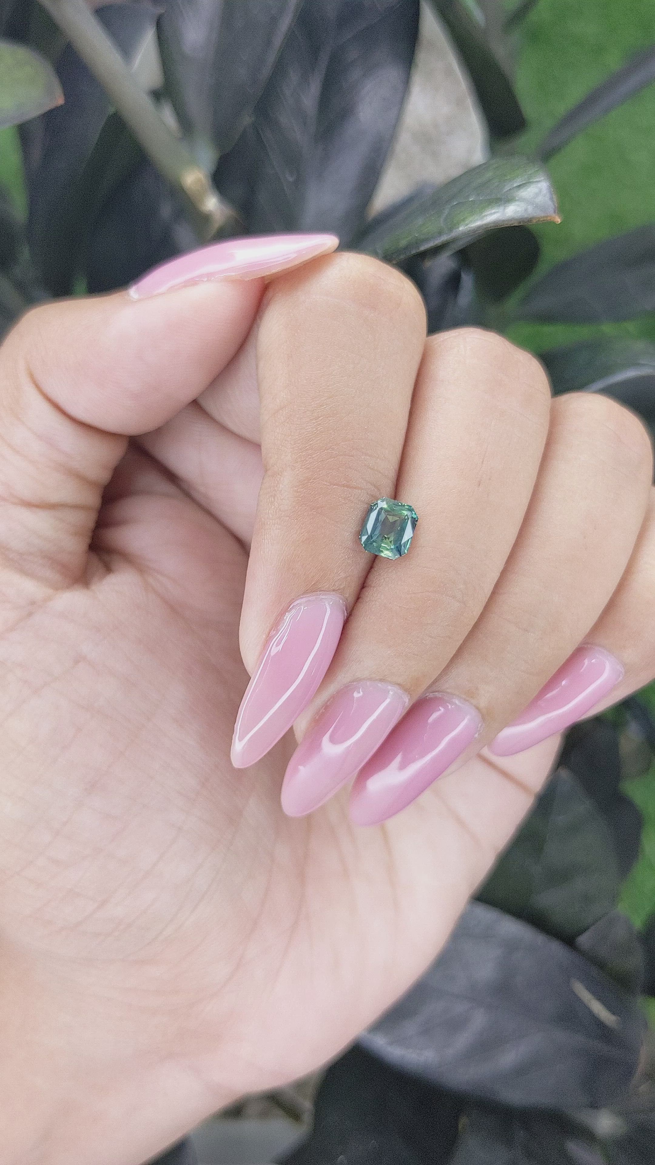 1.08 Ct. Bluish Green Sapphire from Madagascar Size Video