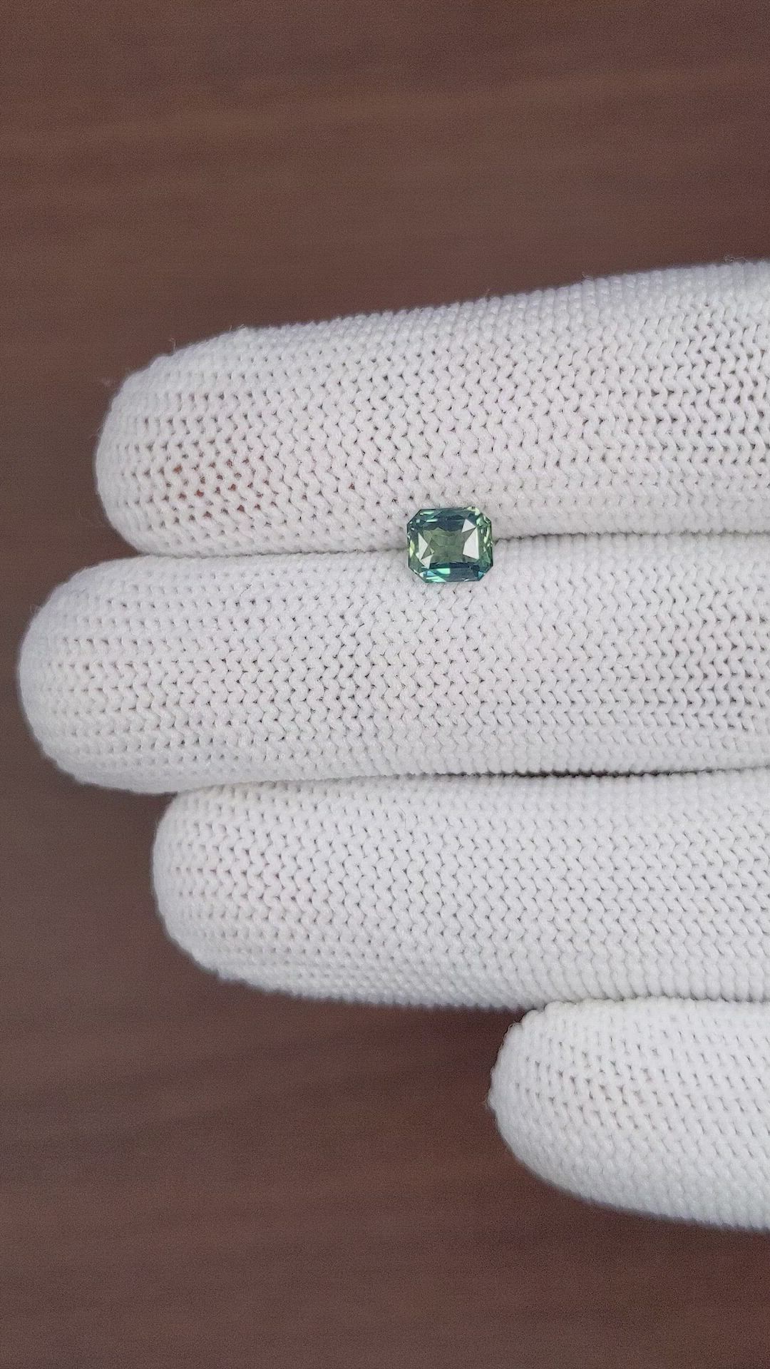 1.08 Ct. Bluish Green Sapphire from Madagascar Size Video