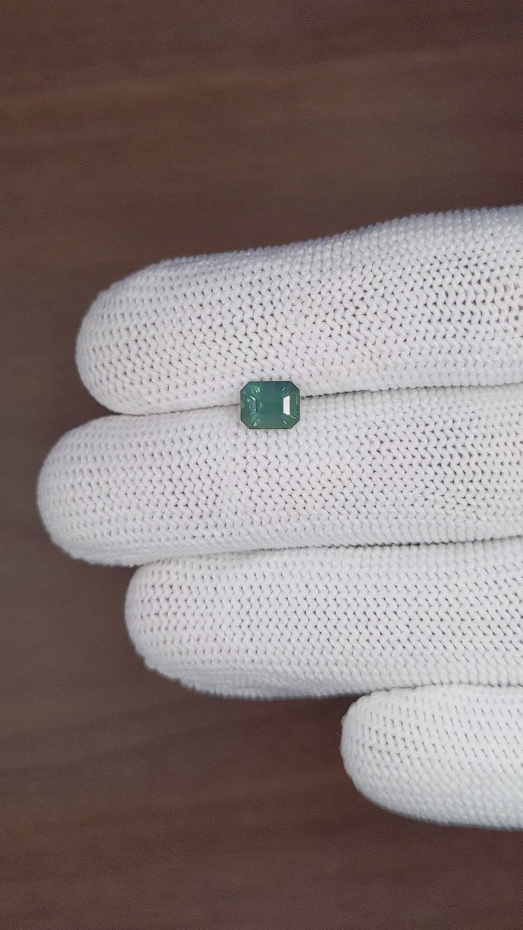 1.29 Ct. Bluish Green Sapphire from Madagascar Size Video