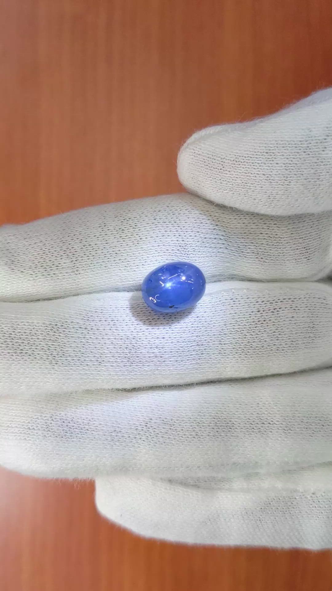 7.54 Ct. Blue Star Sapphire from Burma (Myanmar) Size Video