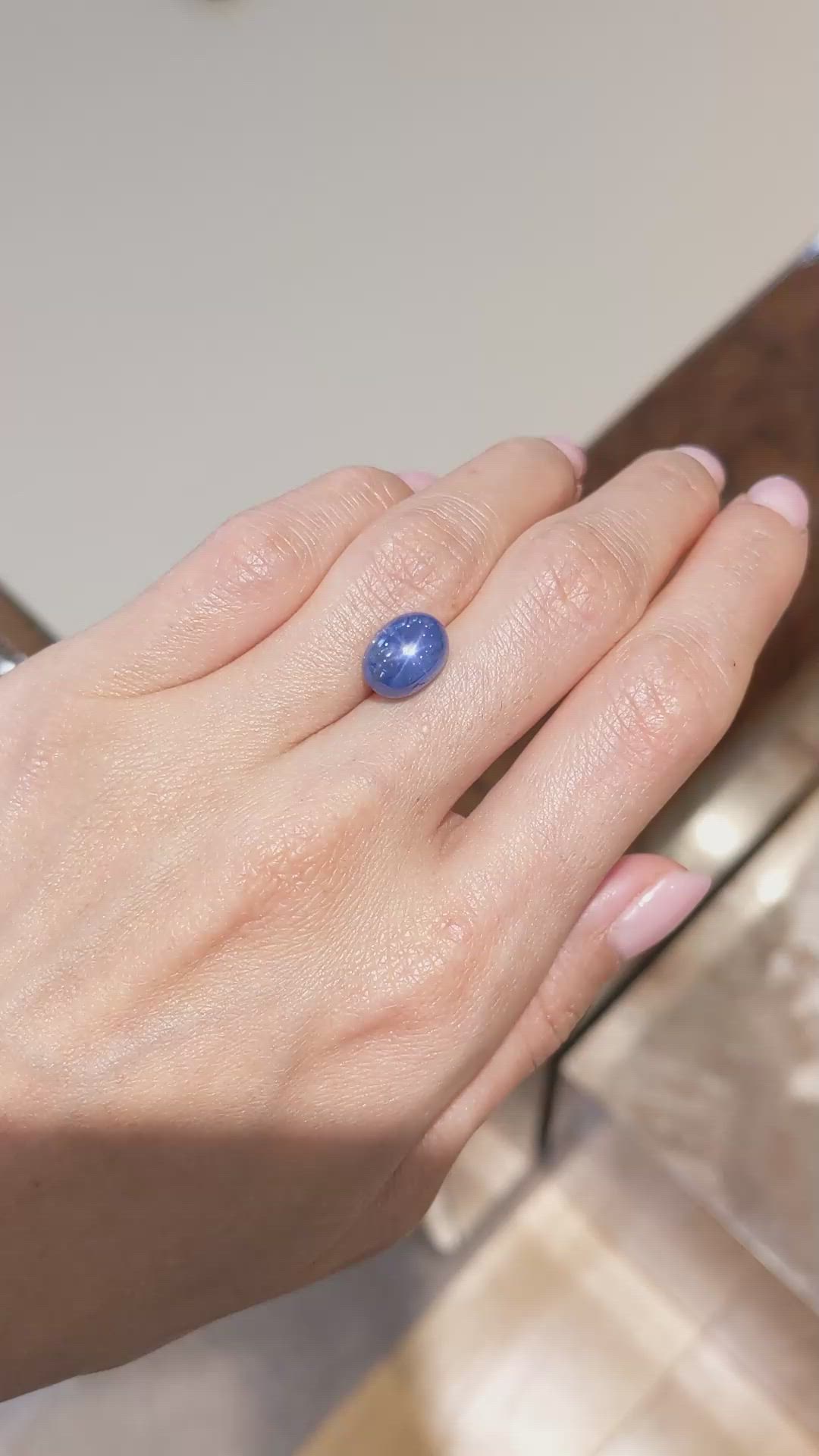 7.54 Ct. Blue Star Sapphire from Burma (Myanmar) Size Video