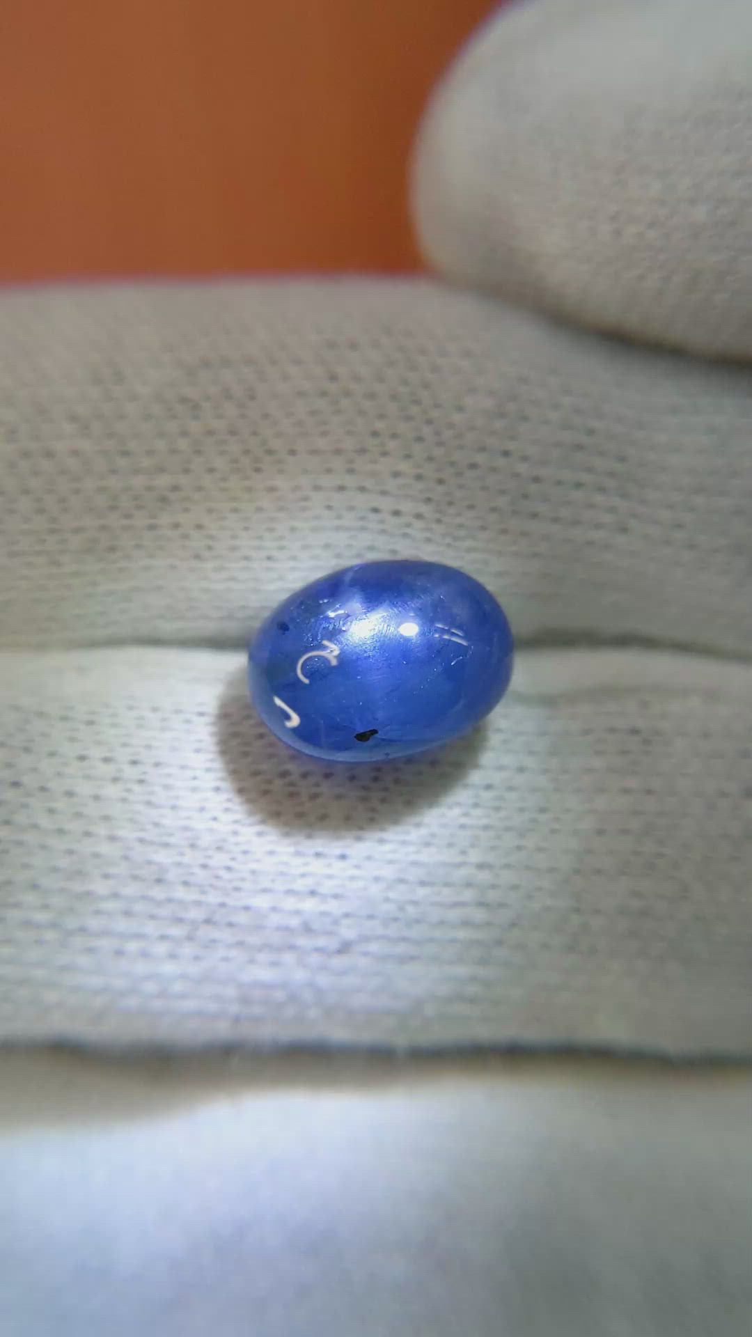 7.54 Ct. Blue Star Sapphire from Burma (Myanmar) Size Video