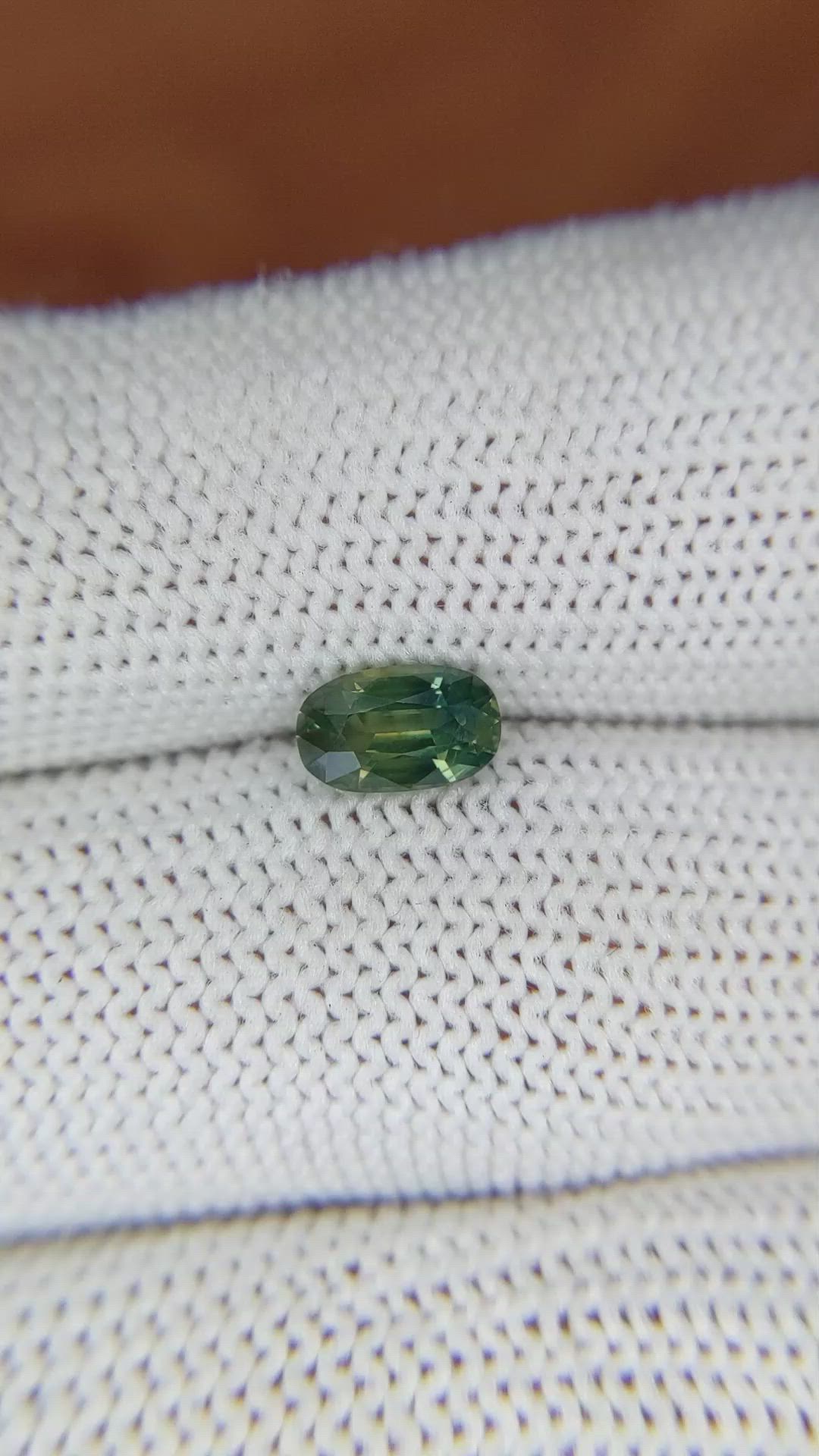 0.97 Ct. Yellowish Green Sapphire from Madagascar Size Video