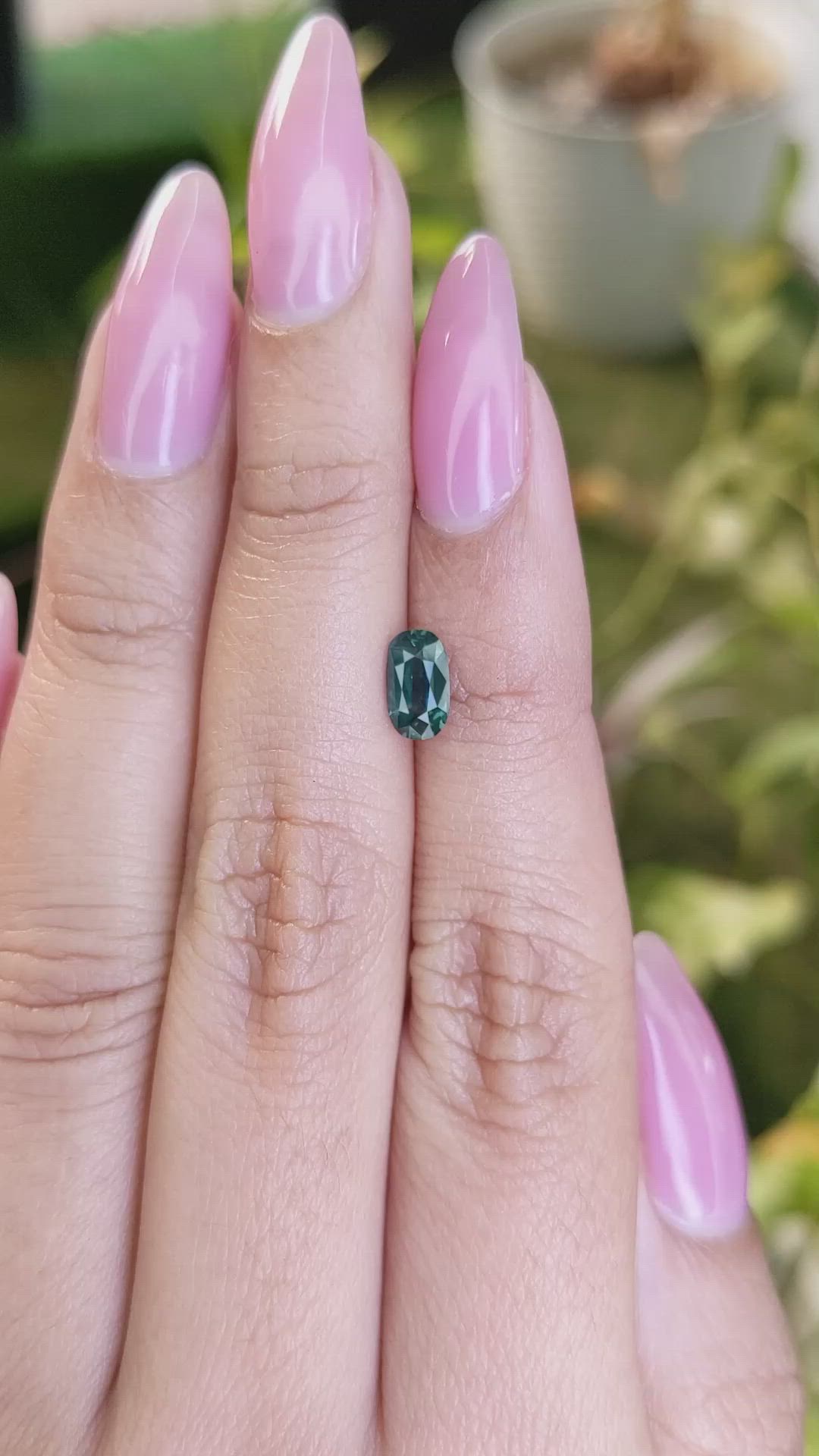 0.94 Ct. Greenish Blue Sapphire from Madagascar Size Video