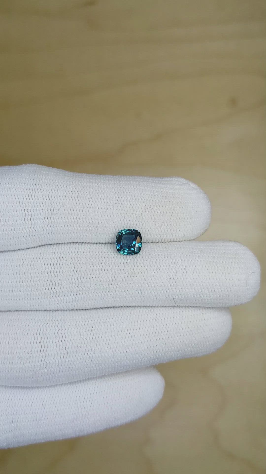 1.15 Ct. Greenish Blue Sapphire from Montana Size Video
