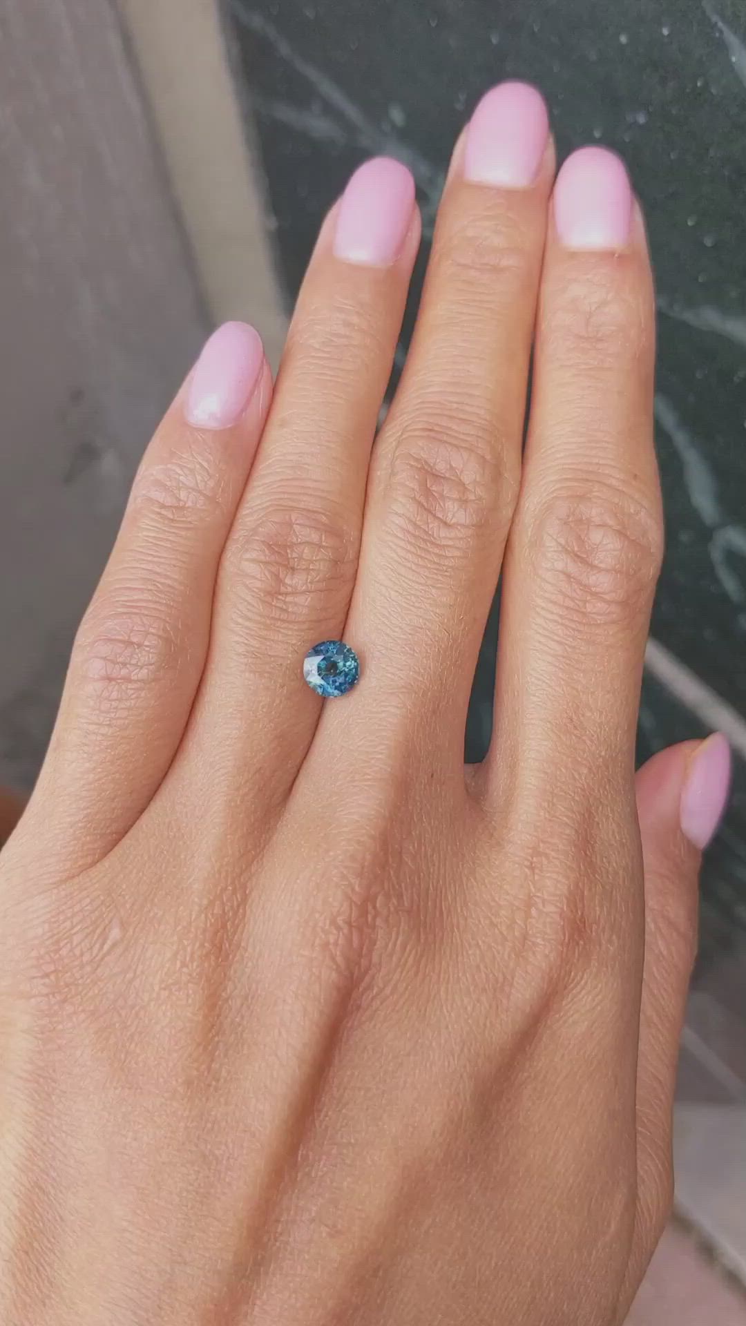 1.33 Ct. Greenish Blue Sapphire from Montana Size Video