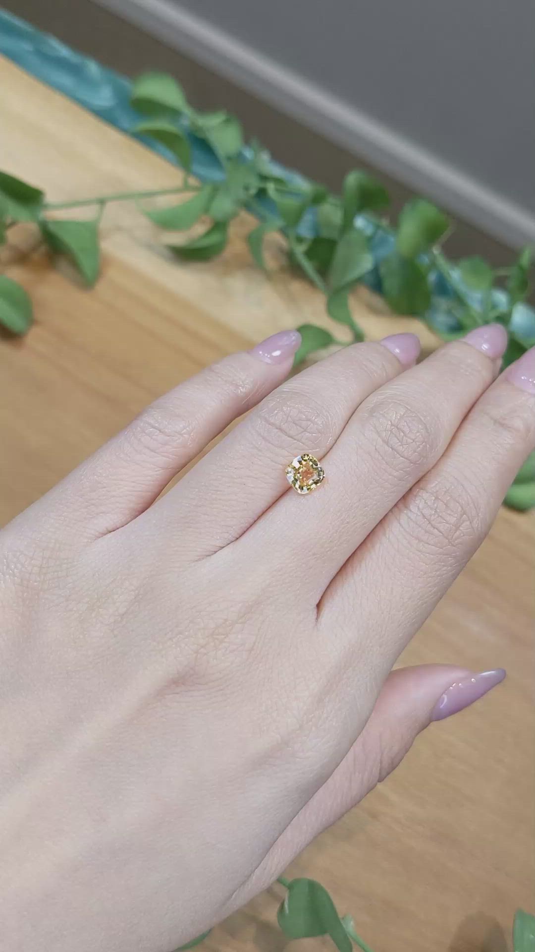 1.25 Ct. Orangish Yellow Sapphire from Ceylon (Sri Lanka) Size Video