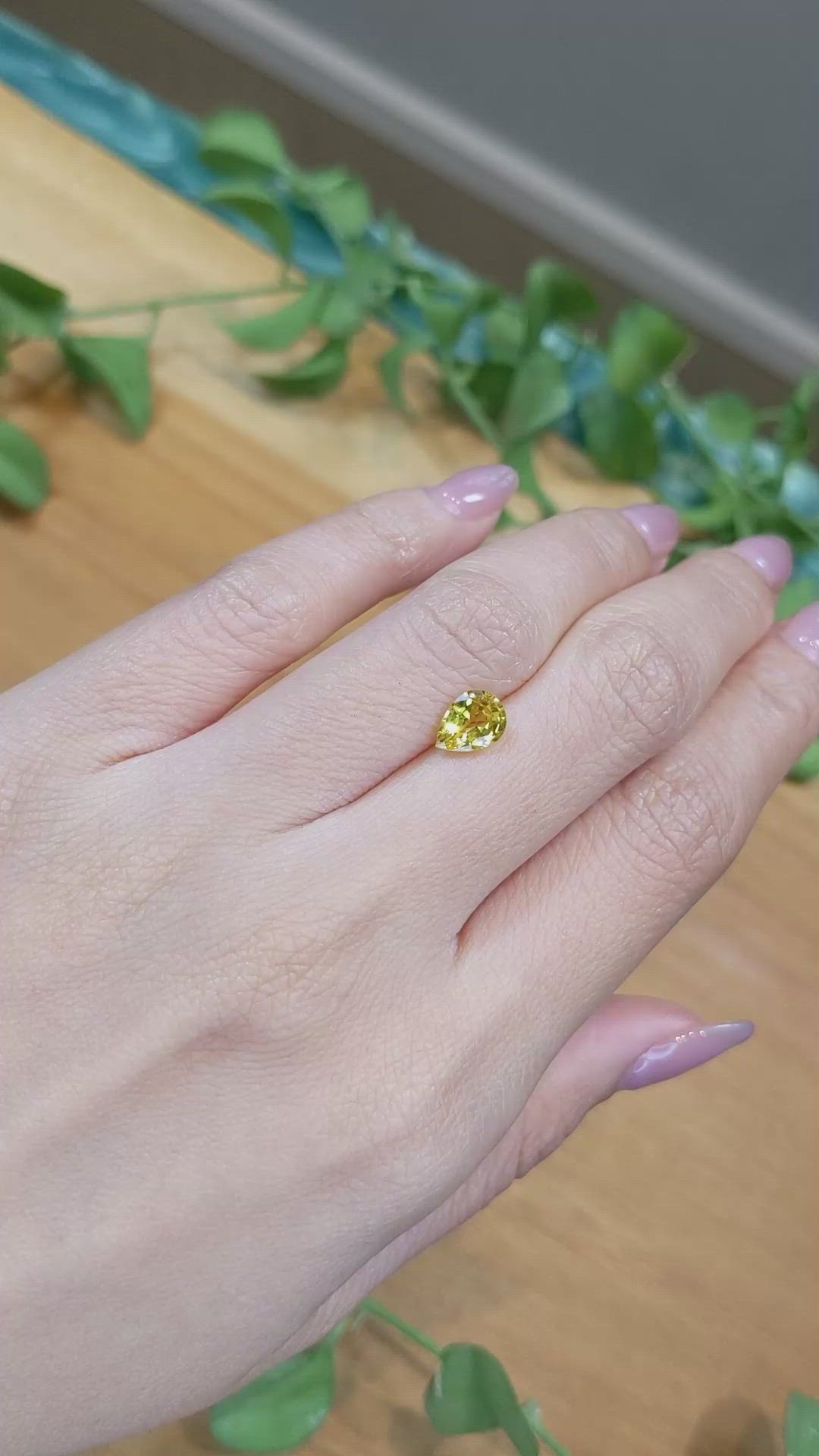 1.37 Ct. Orangish Yellow Sapphire from Ceylon (Sri Lanka) Size Video