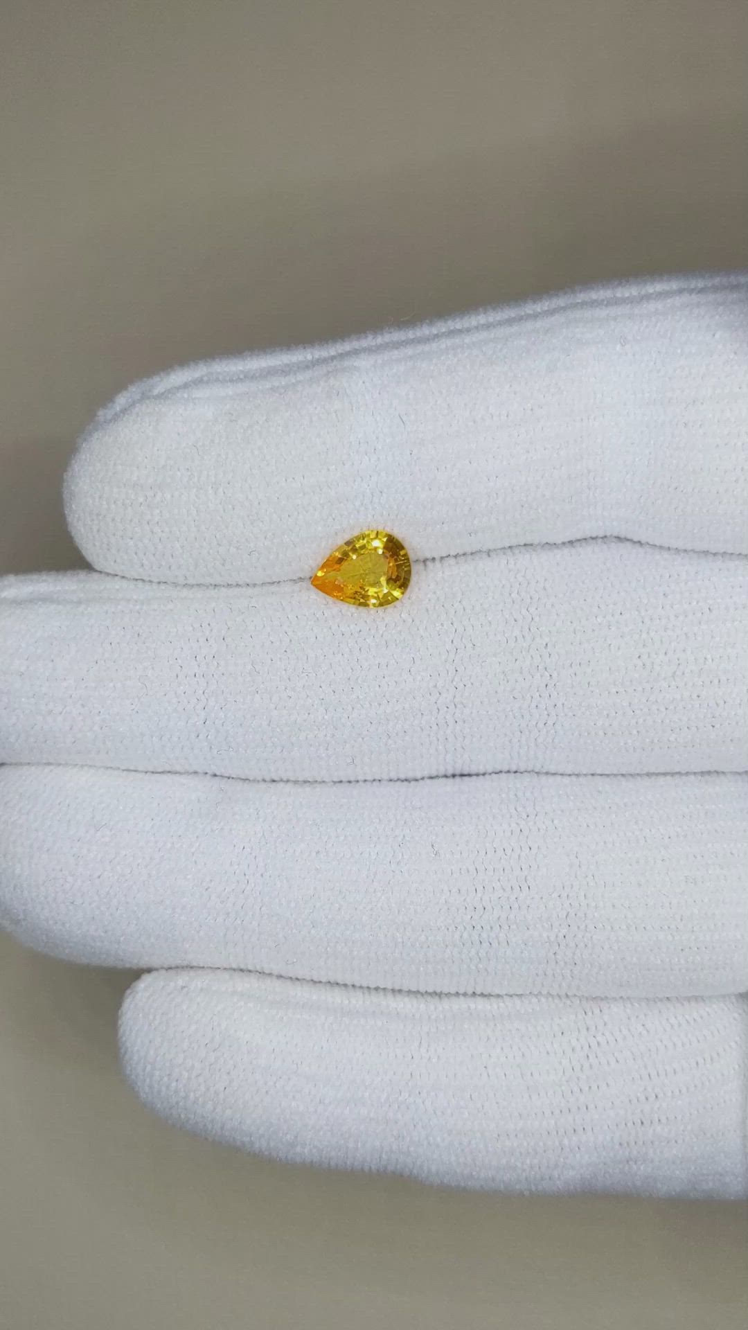1.15 Ct. Orangish Yellow Sapphire from Ceylon (Sri Lanka) Size Video