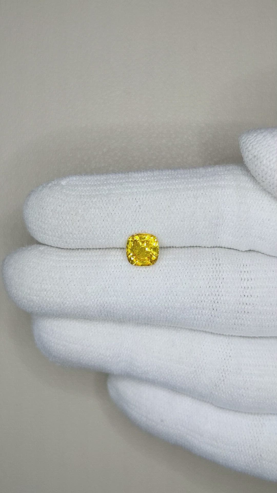 1.29 Ct. Orangish Yellow Sapphire from Ceylon (Sri Lanka) Size Video