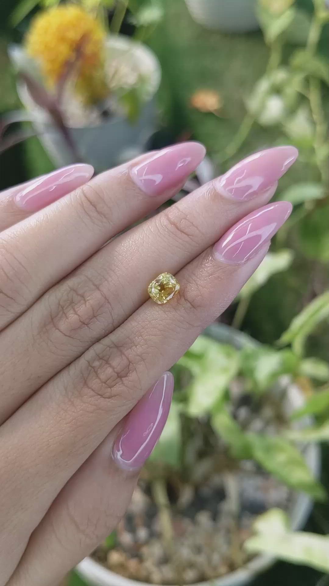 1.76 Ct. Orangish Yellow Sapphire from Ceylon (Sri Lanka) Size Video