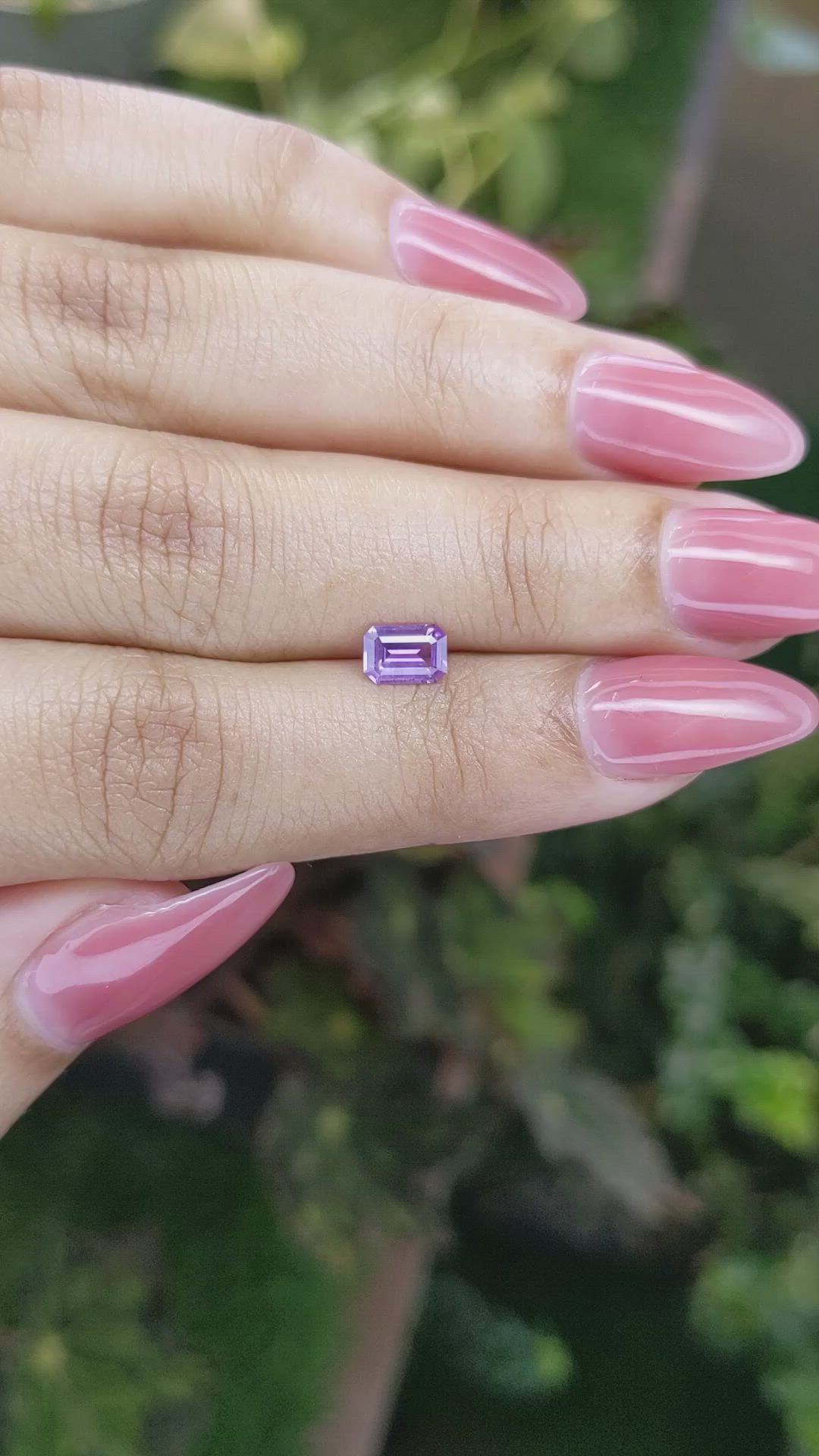 0.63 Ct. Pinkish Purple Sapphire from Ceylon (Sri Lanka) Size Video