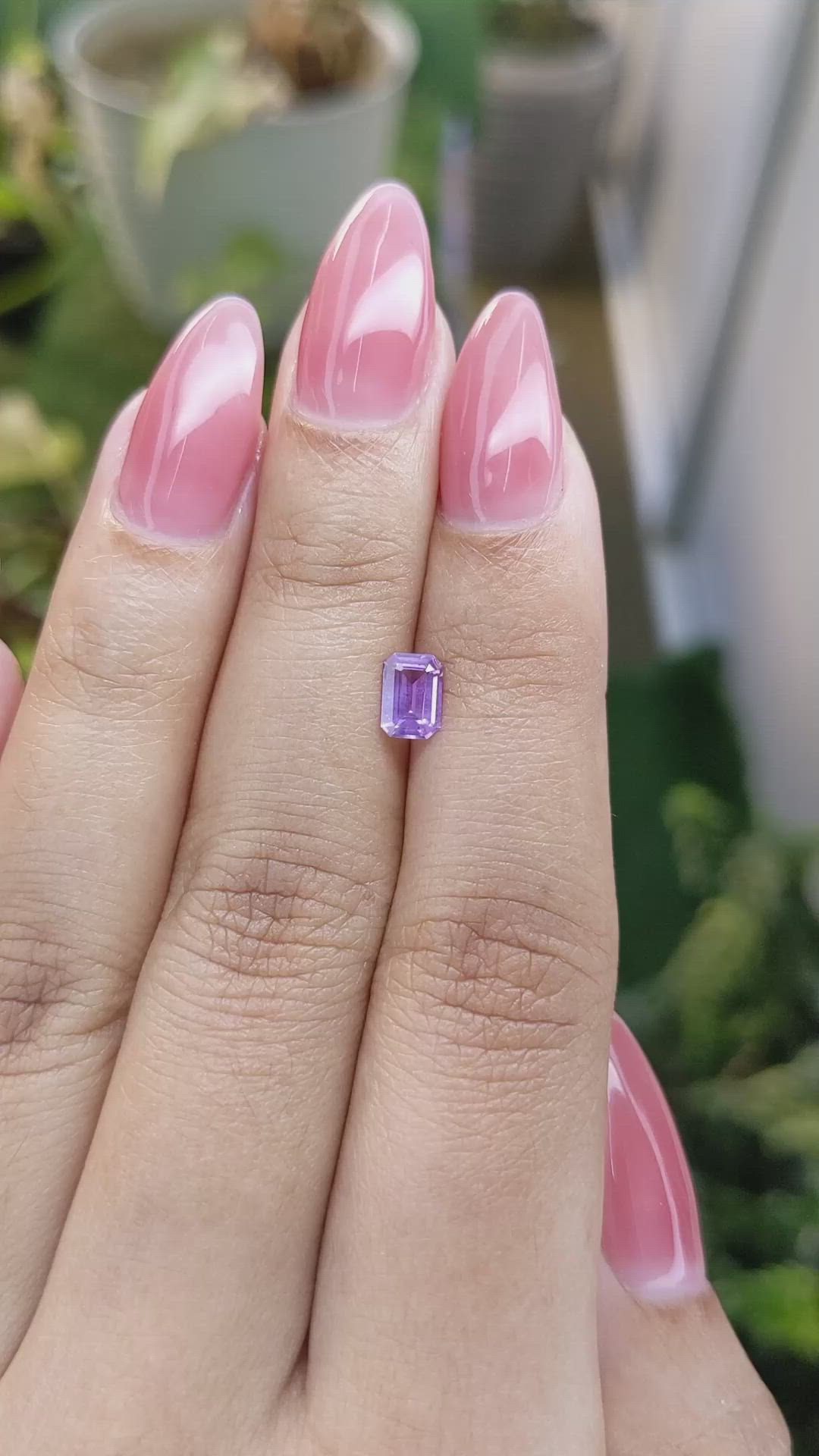 0.63 Ct. Pinkish Purple Sapphire from Ceylon (Sri Lanka) Size Video