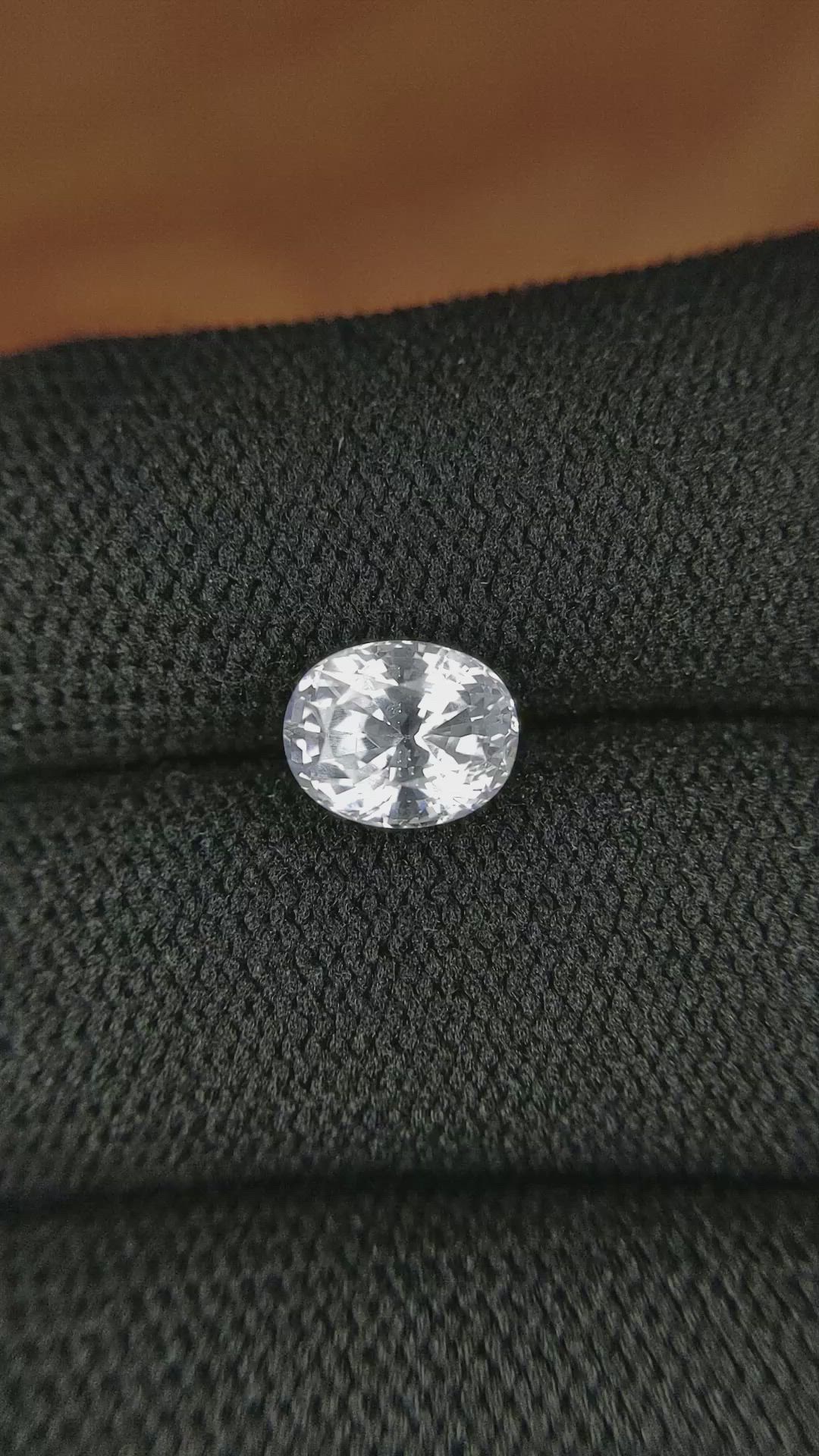 2.55 Ct. White Sapphire from Ceylon (Sri Lanka) Size Video