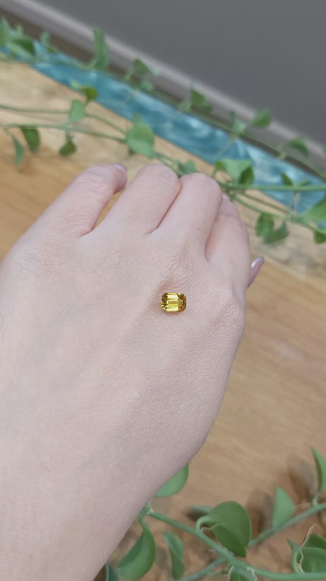 1.22 Ct. Orangish Yellow Sapphire from Ceylon (Sri Lanka) Size Video