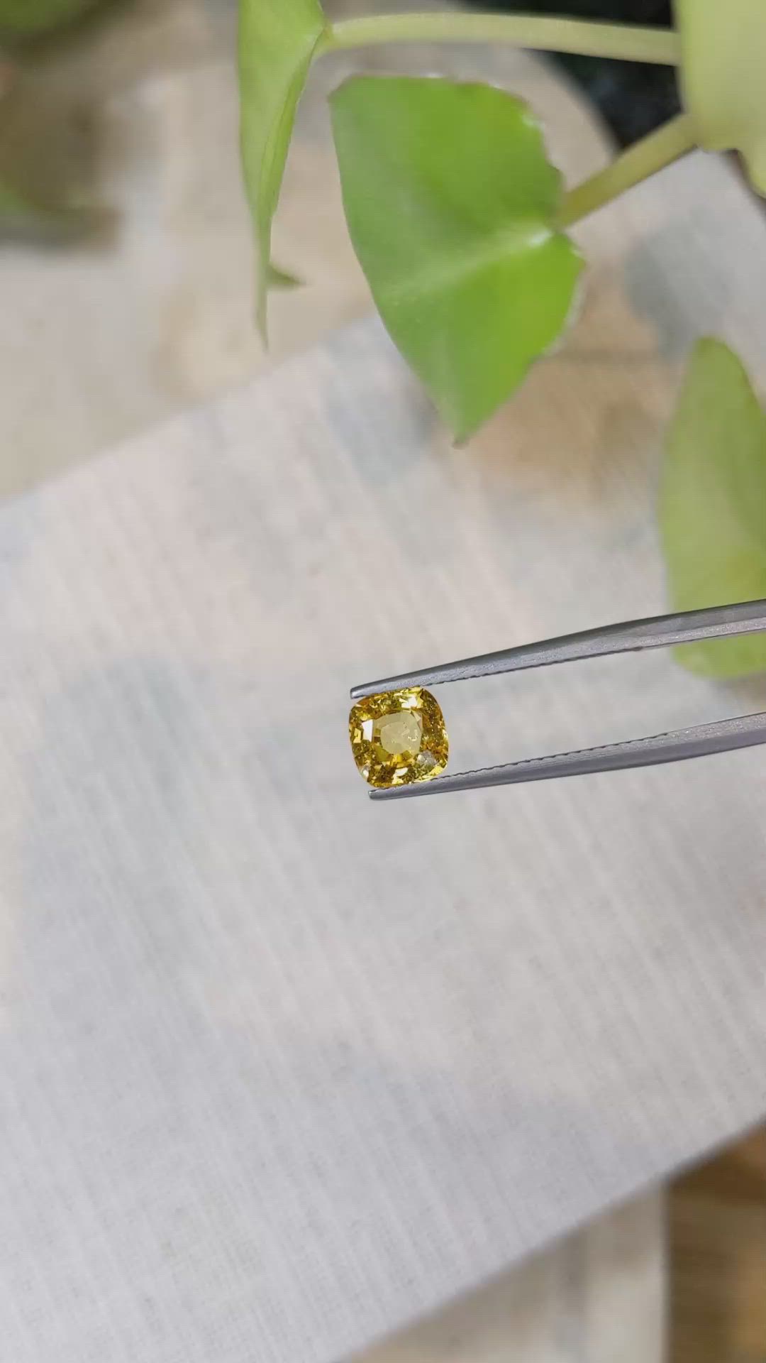 1.74 Ct. Orangish Yellow Sapphire from Ceylon (Sri Lanka) Size Video