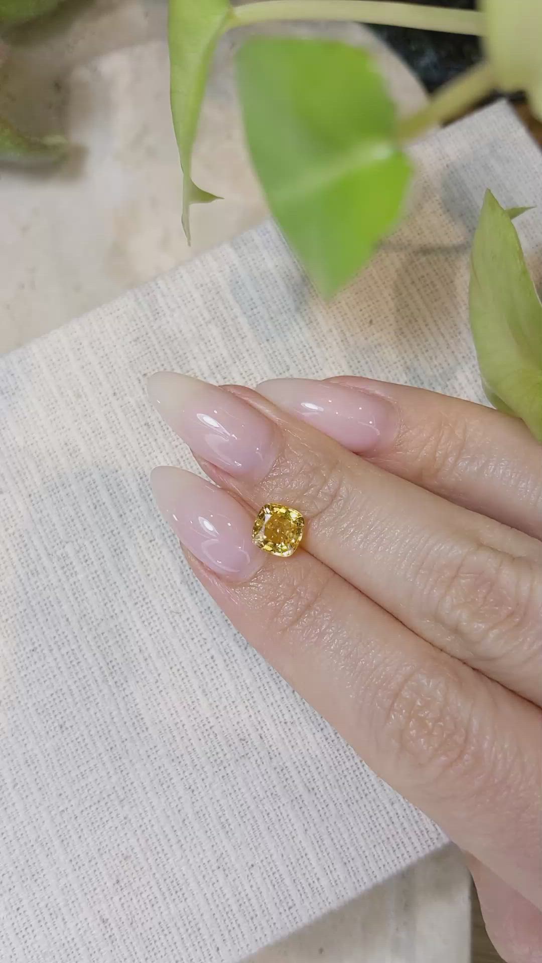 1.74 Ct. Orangish Yellow Sapphire from Ceylon (Sri Lanka) Size Video