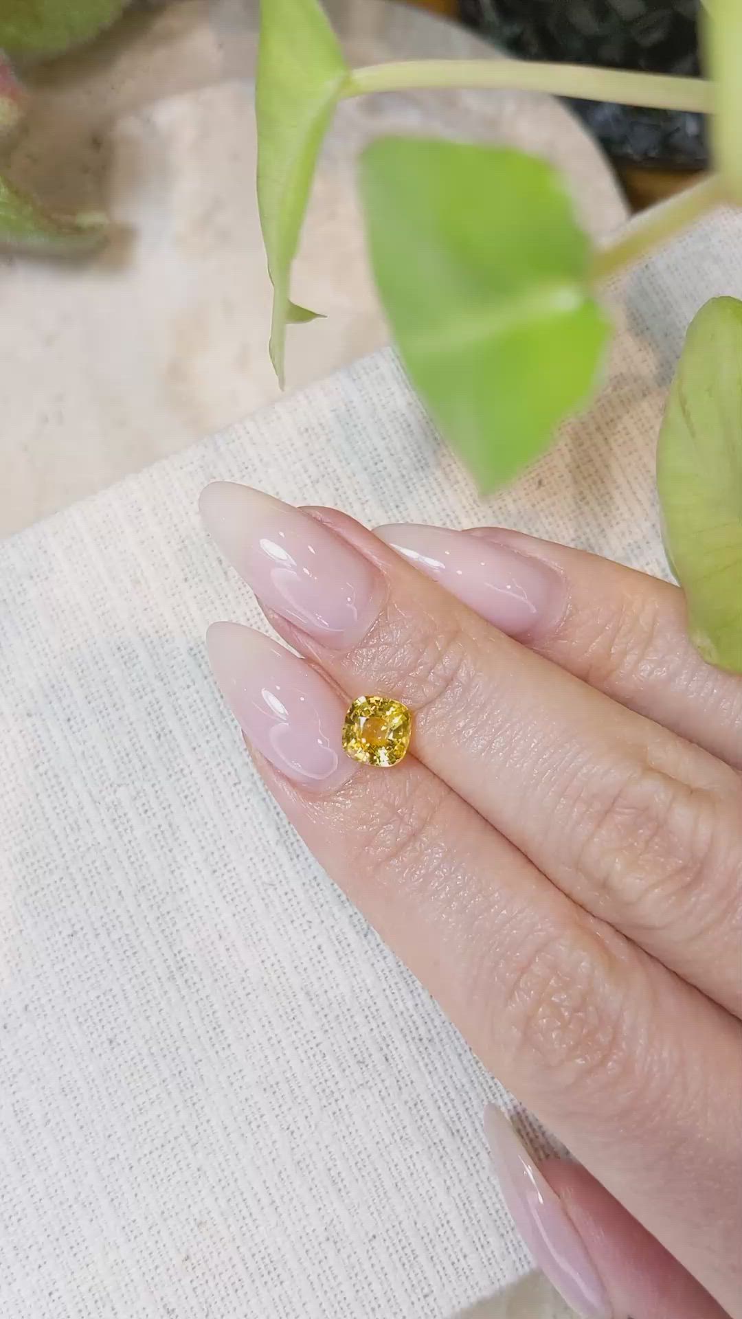 1.54 Ct. Orangish Yellow Sapphire from Ceylon (Sri Lanka) Size Video