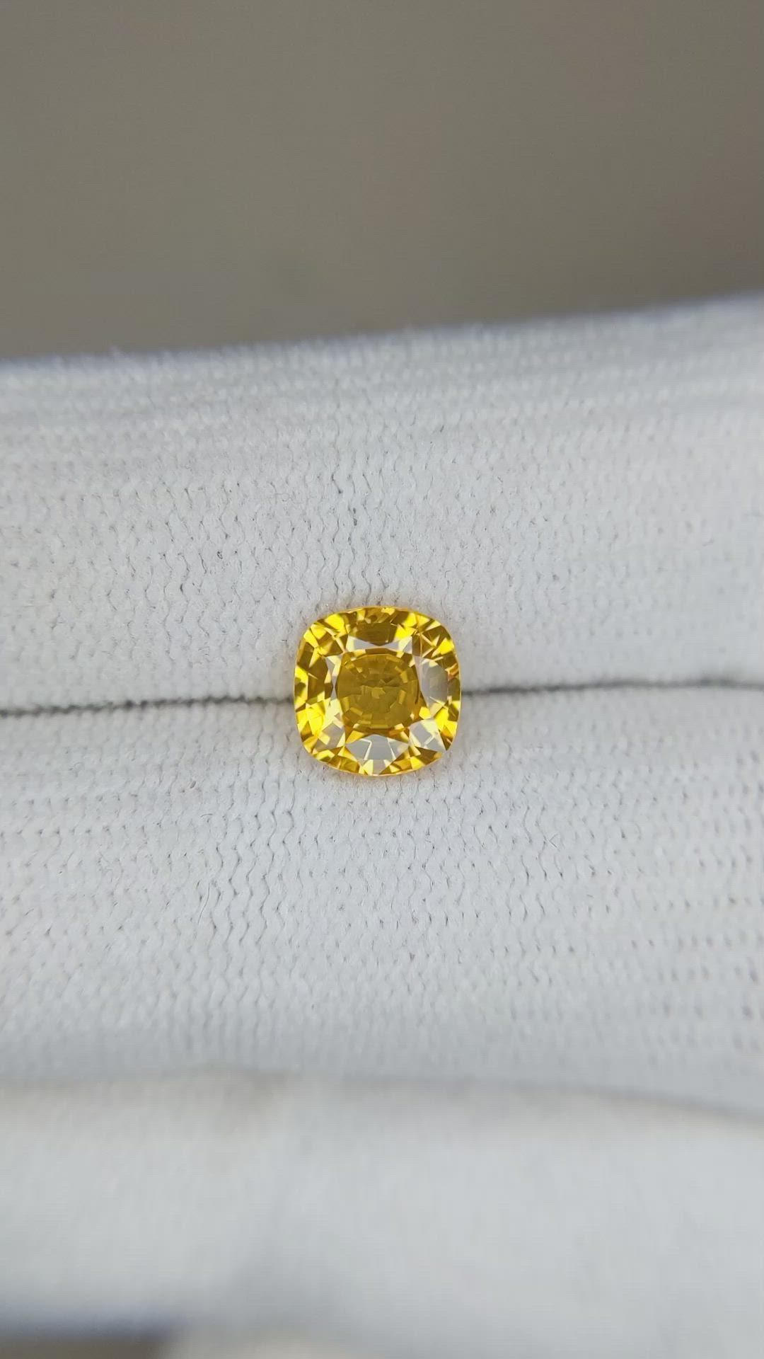 1.40 Ct. Orangish Yellow Sapphire from Ceylon (Sri Lanka) Size Video