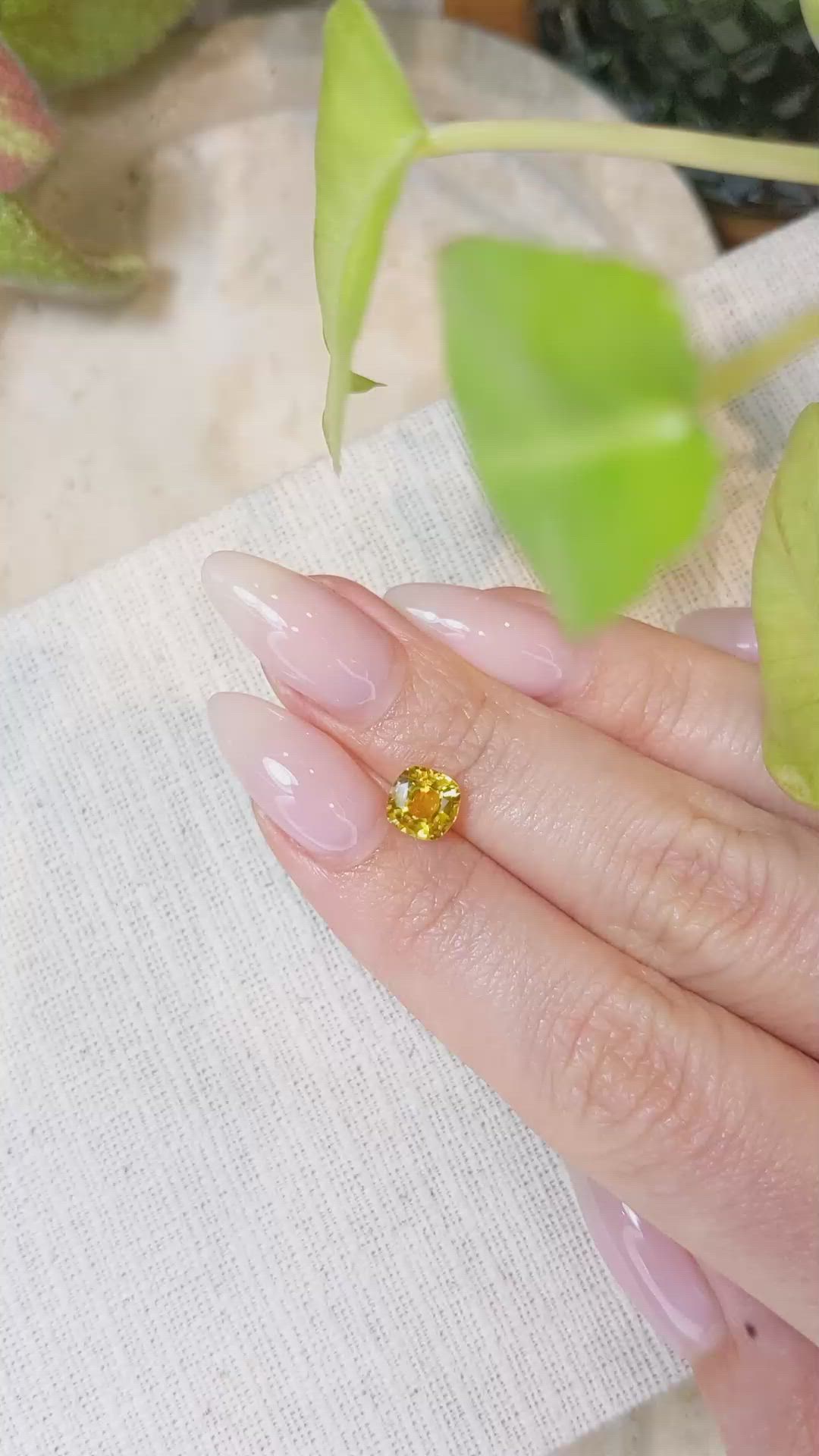 1.40 Ct. Orangish Yellow Sapphire from Ceylon (Sri Lanka) Size Video