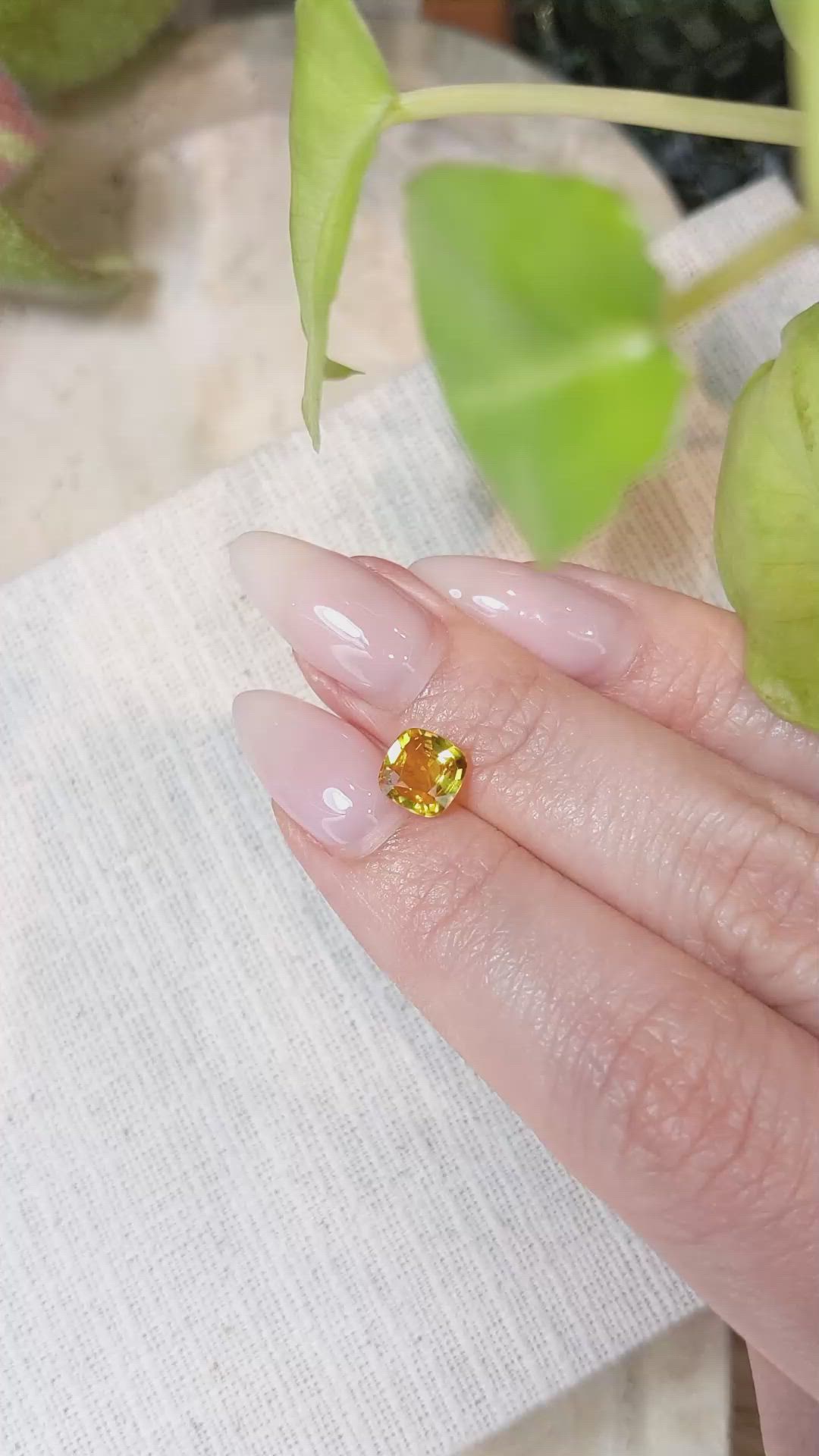 1.37 Ct. Orangish Yellow Sapphire from Ceylon (Sri Lanka) Size Video