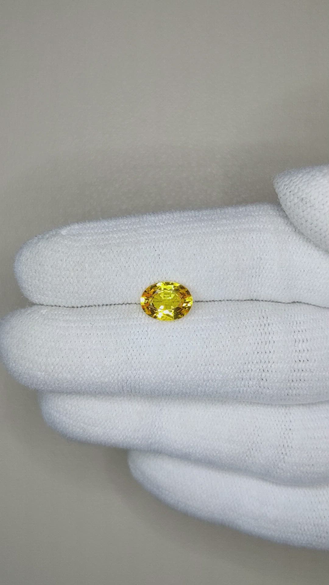 1.33 Ct. Orangish Yellow Sapphire from Ceylon (Sri Lanka) Size Video