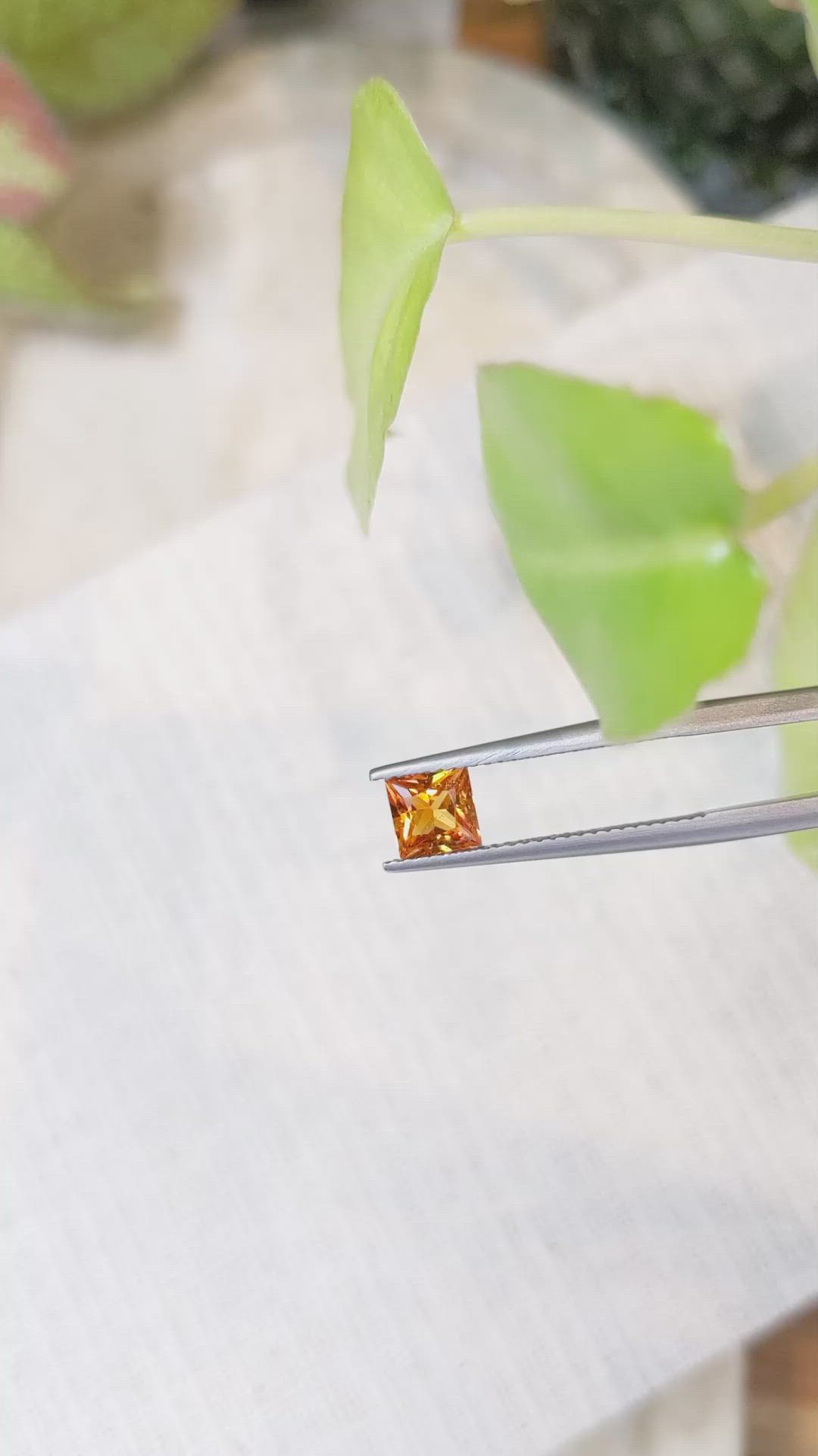 0.95 Ct. Orange Sapphire from Ceylon (Sri Lanka) Size Video