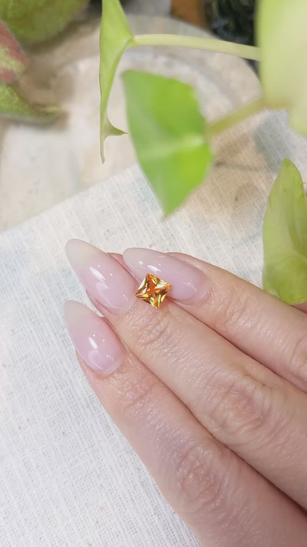 1.26 Ct. Orange Sapphire from Ceylon (Sri Lanka) Size Video