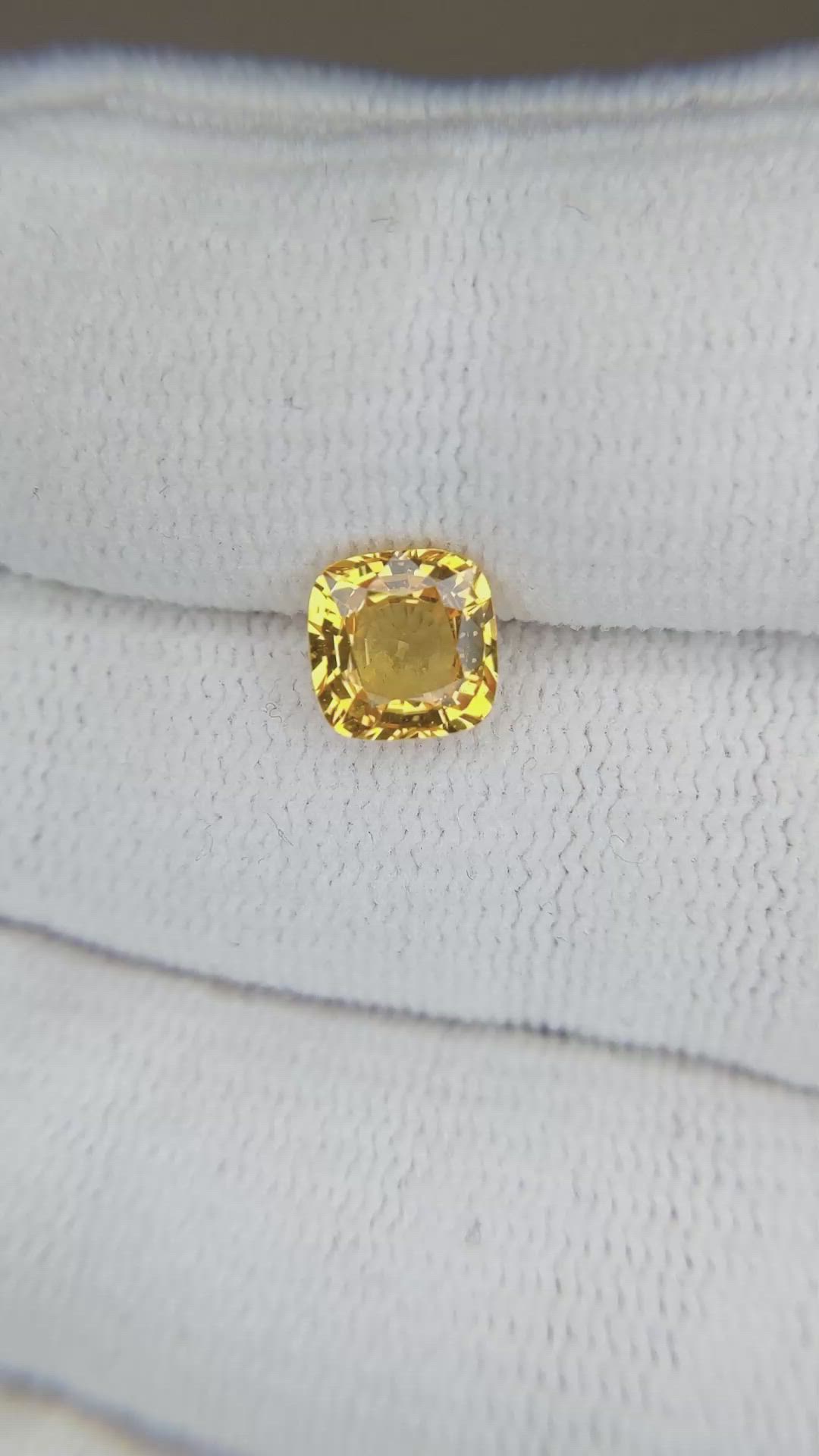 1.47 Ct. Orangish Yellow Sapphire from Ceylon (Sri Lanka) Size Video