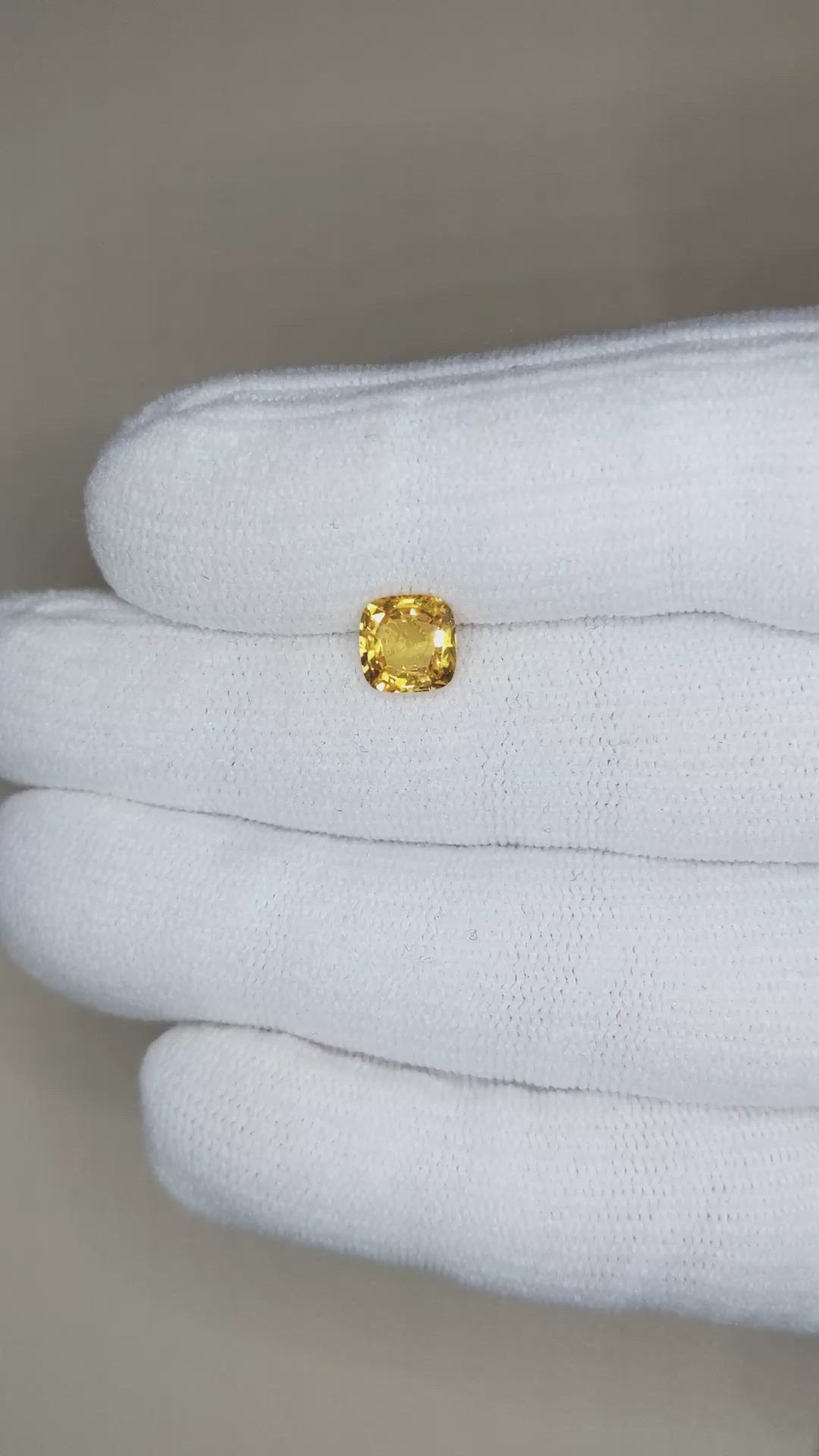 1.47 Ct. Orangish Yellow Sapphire from Ceylon (Sri Lanka) Size Video