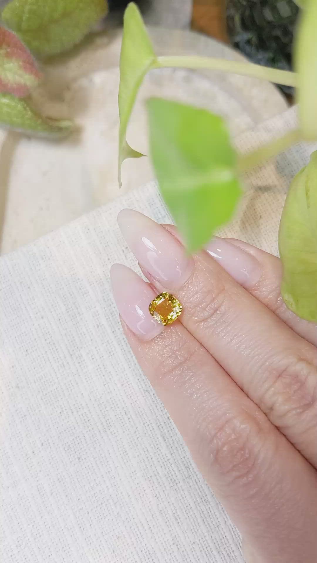 1.47 Ct. Orangish Yellow Sapphire from Ceylon (Sri Lanka) Size Video