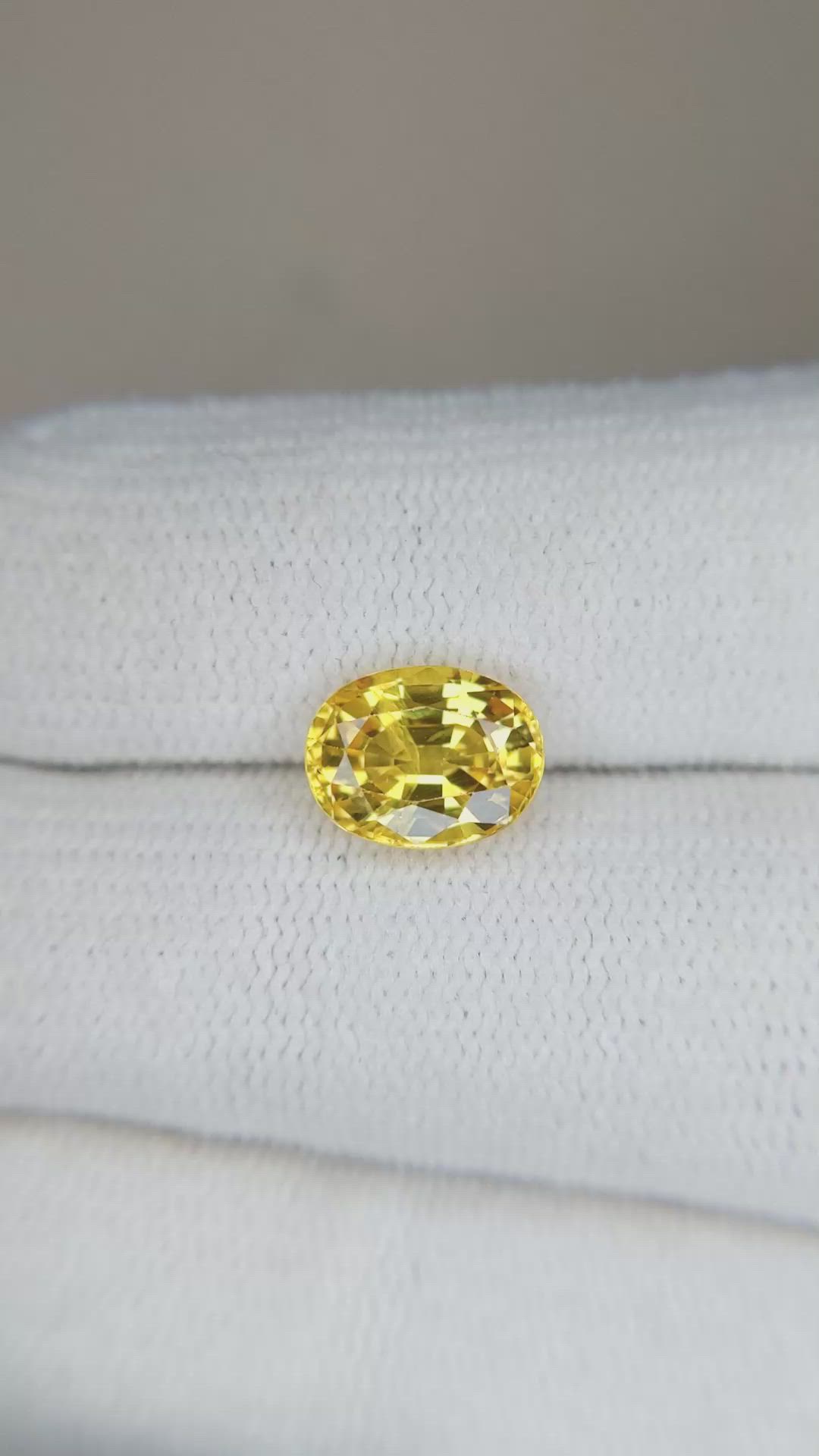 2.33 Ct. Yellow Sapphire from Ceylon (Sri Lanka) Size Video