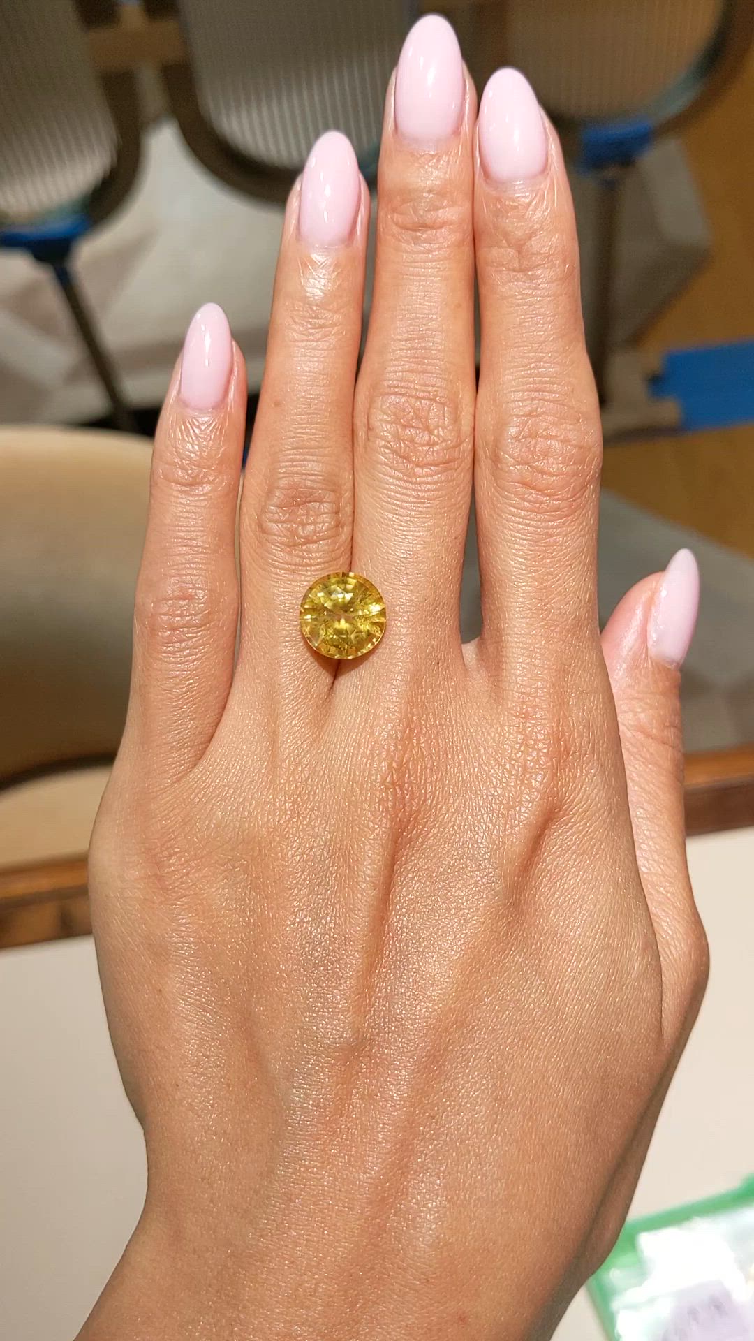 8.11 Ct. Orangish Yellow Sapphire from Ceylon (Sri Lanka) Size Video