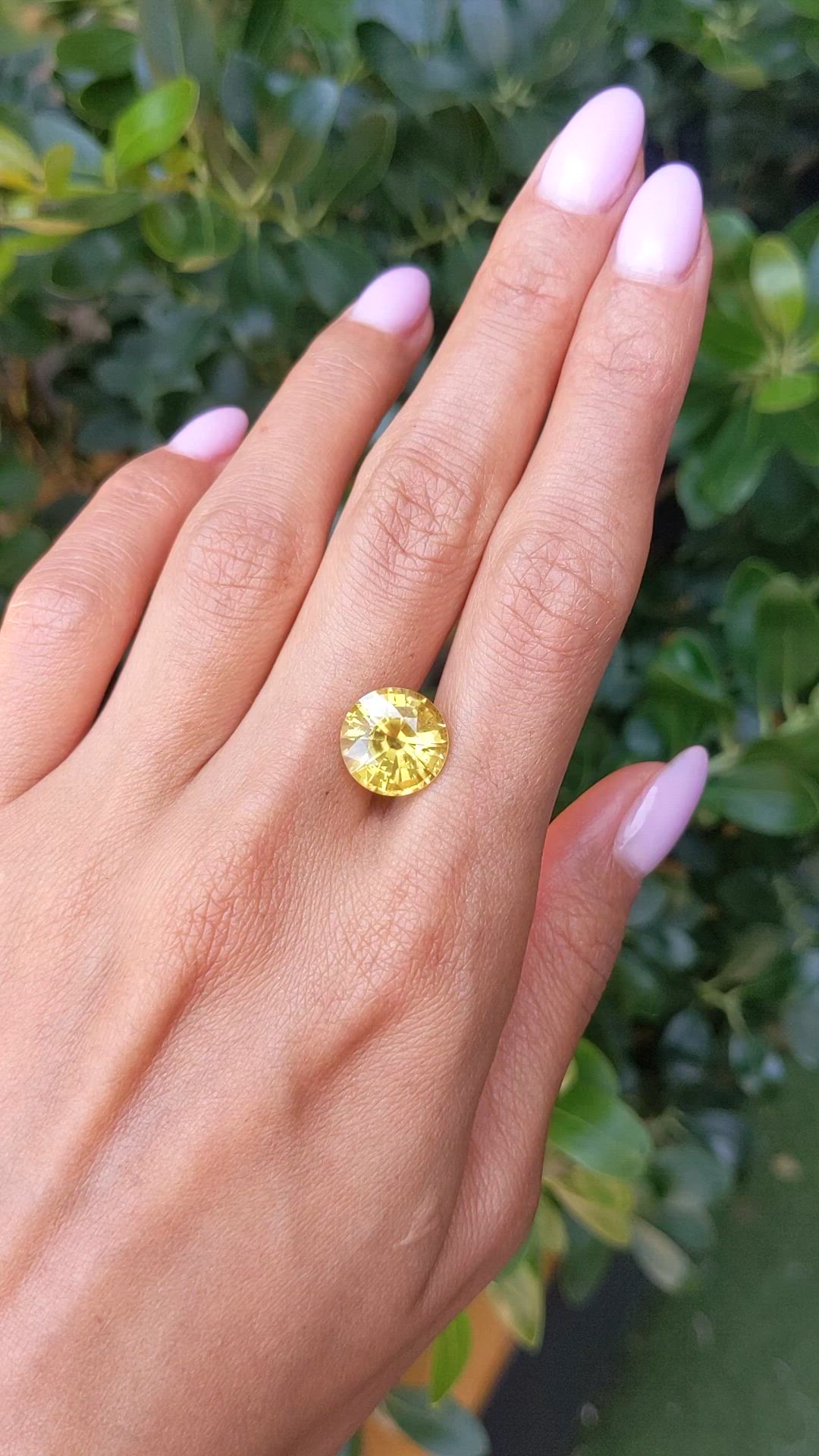 8.11 Ct. Orangish Yellow Sapphire from Ceylon (Sri Lanka) Size Video