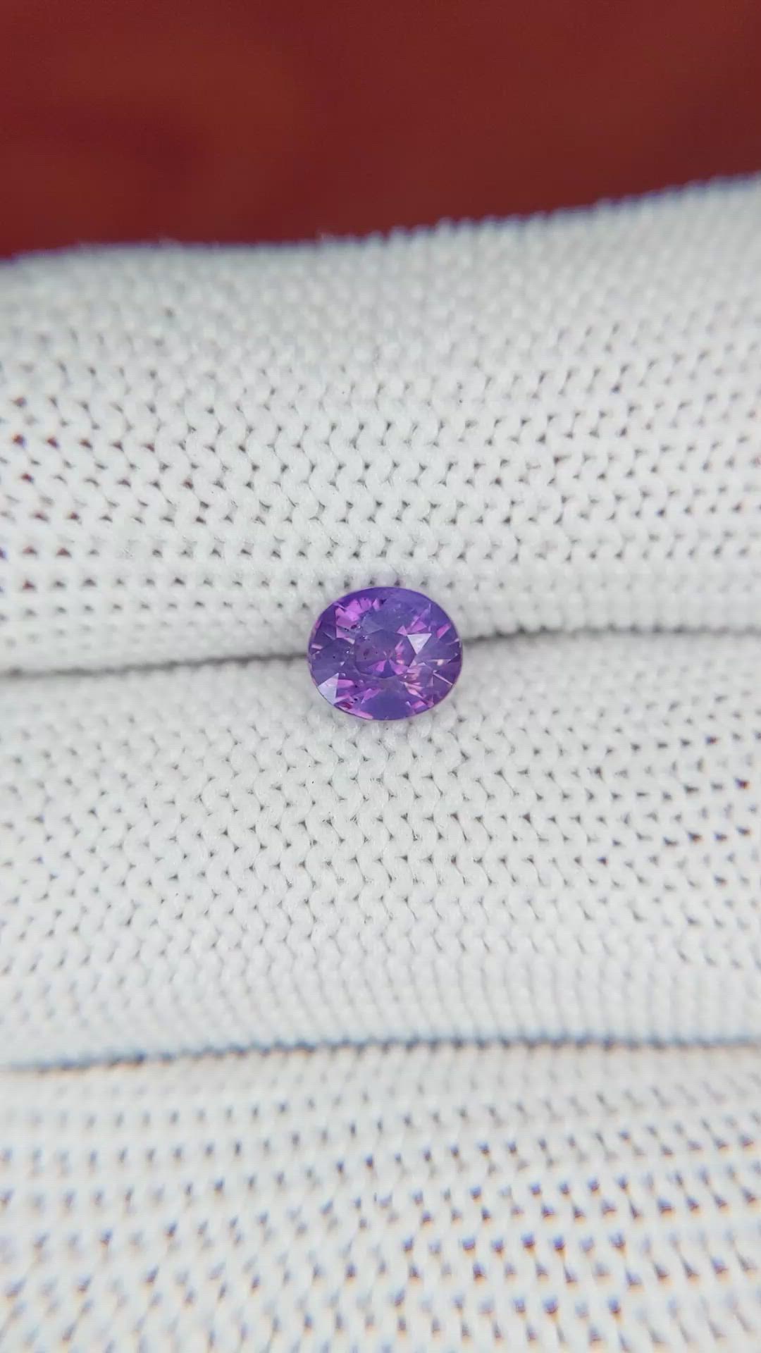 1.10 Ct. Pinkish Purple Sapphire from Ceylon (Sri Lanka) Size Video