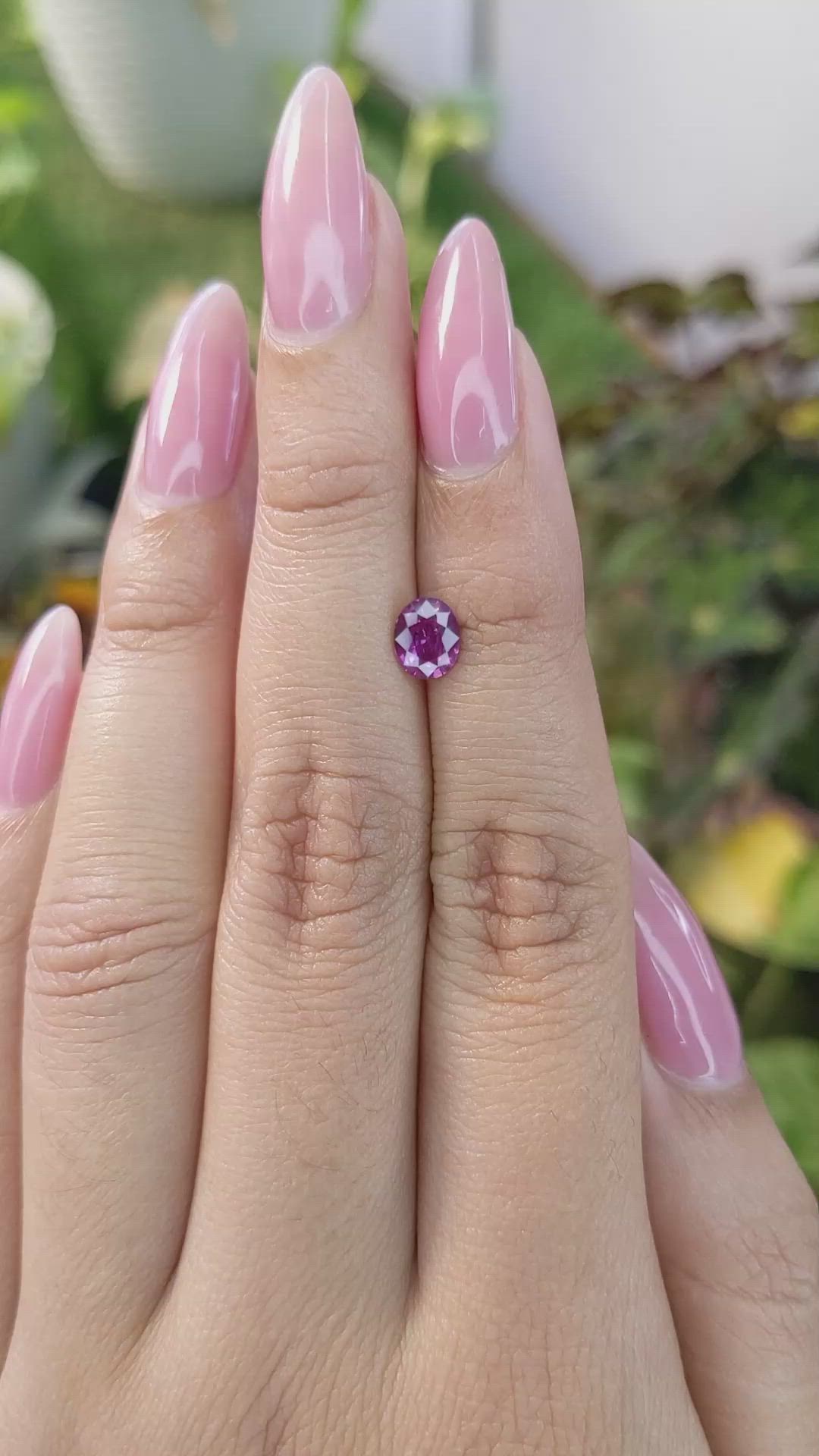 0.74 Ct. Purplish Pink Sapphire from Ceylon (Sri Lanka) Size Video