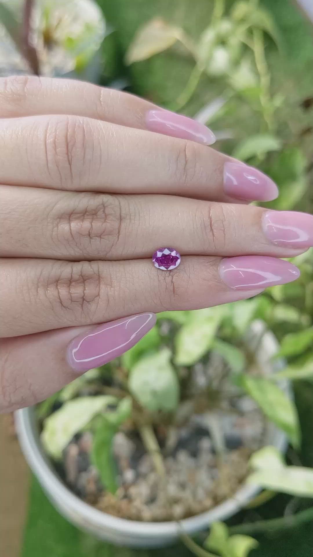 0.74 Ct. Purplish Pink Sapphire from Ceylon (Sri Lanka) Size Video