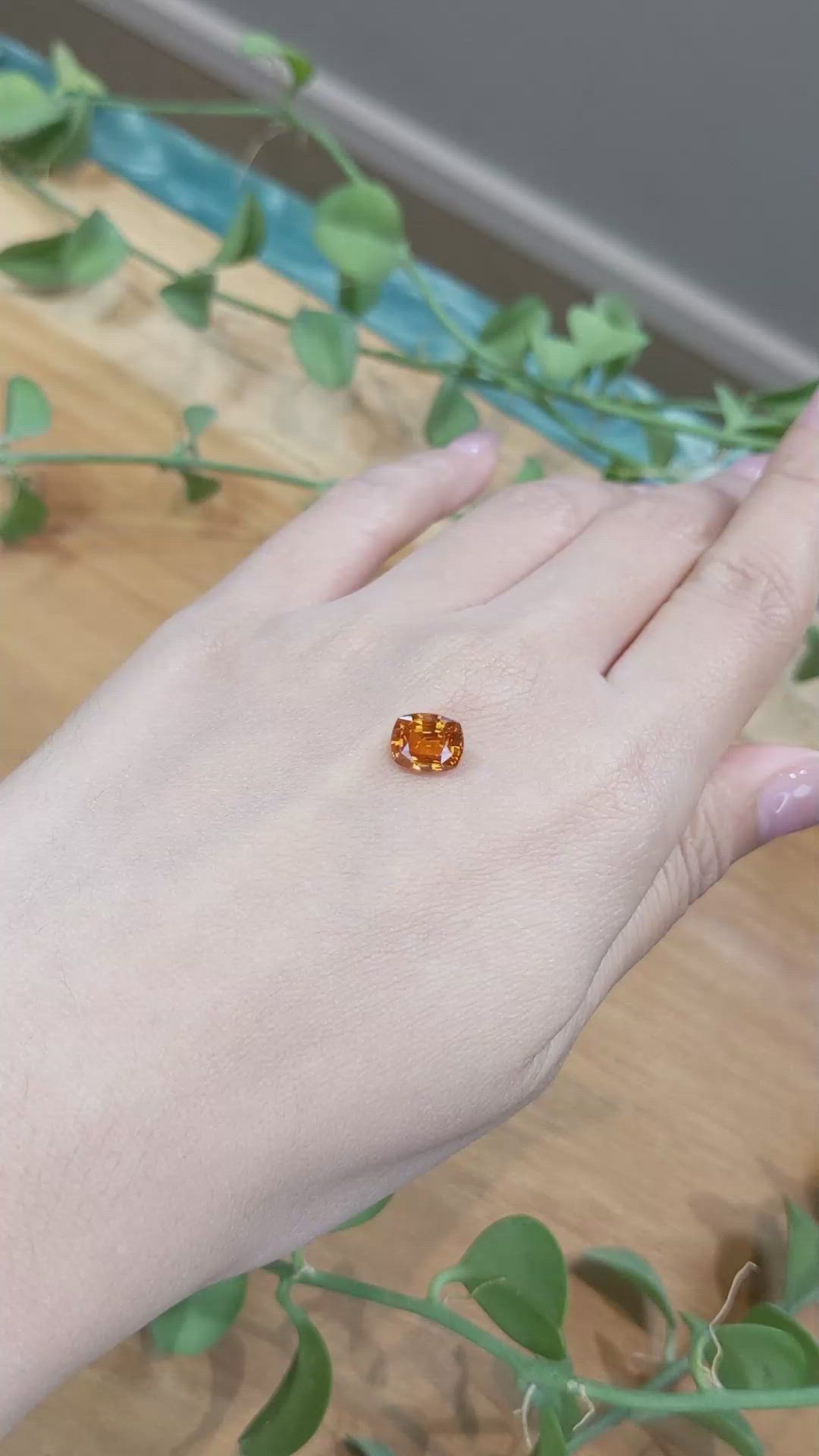 2.68 Ct. Orange Sapphire from Ceylon (Sri Lanka) Size Video