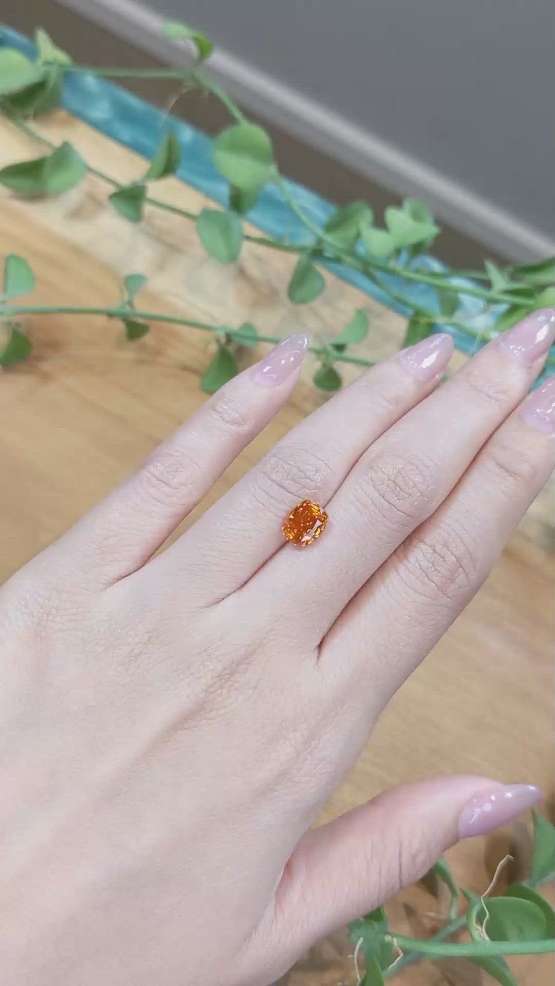 2.68 Ct. Orange Sapphire from Ceylon (Sri Lanka) Size Video