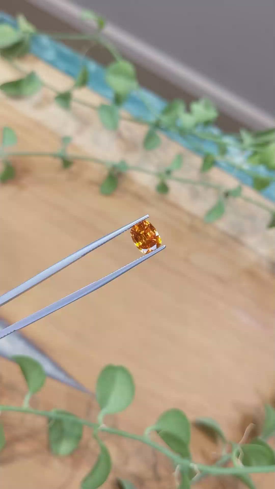 2.68 Ct. Orange Sapphire from Ceylon (Sri Lanka) Size Video