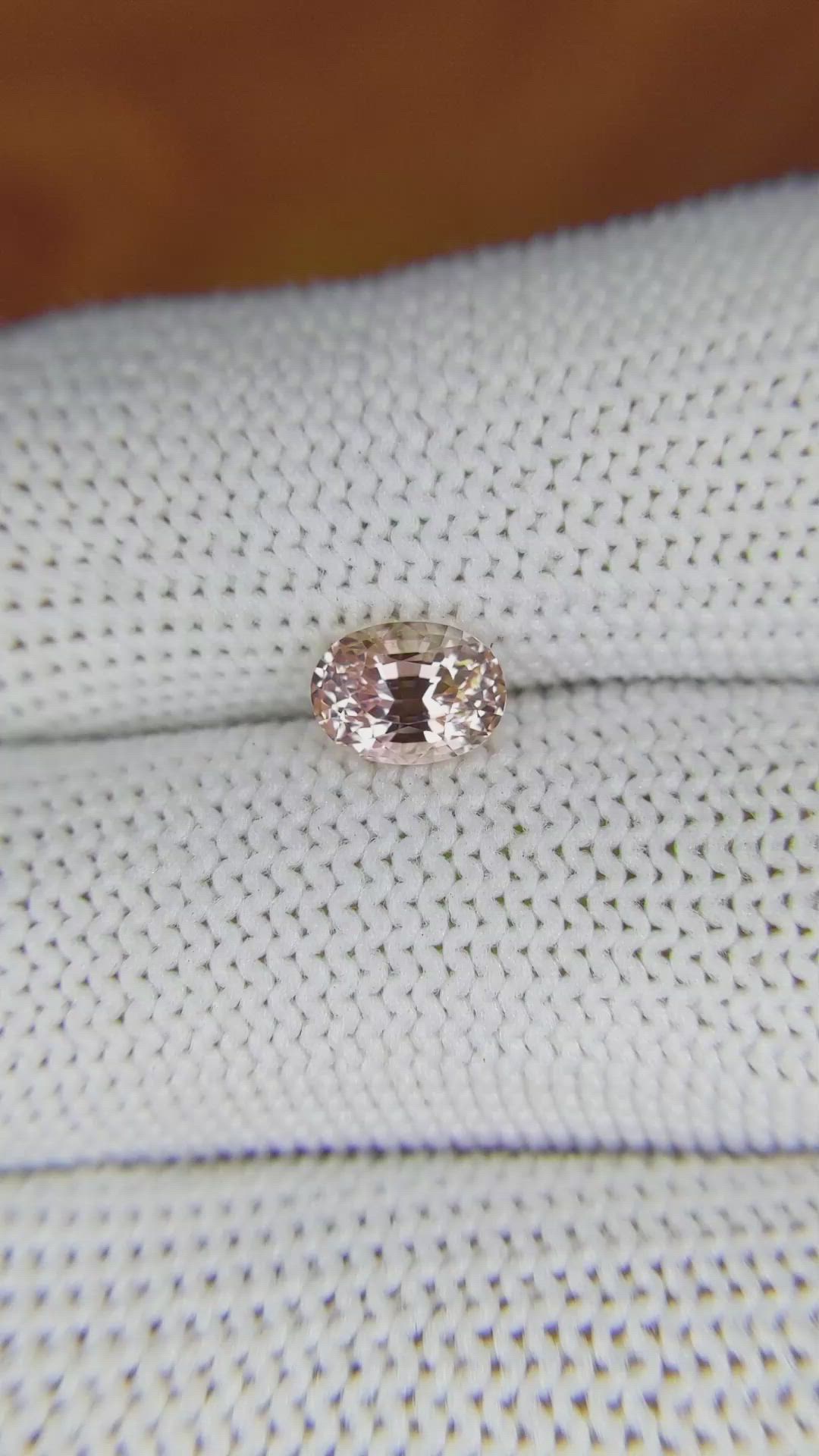 1.23 Ct. Peach Sapphire from Ceylon (Sri Lanka) Size Video