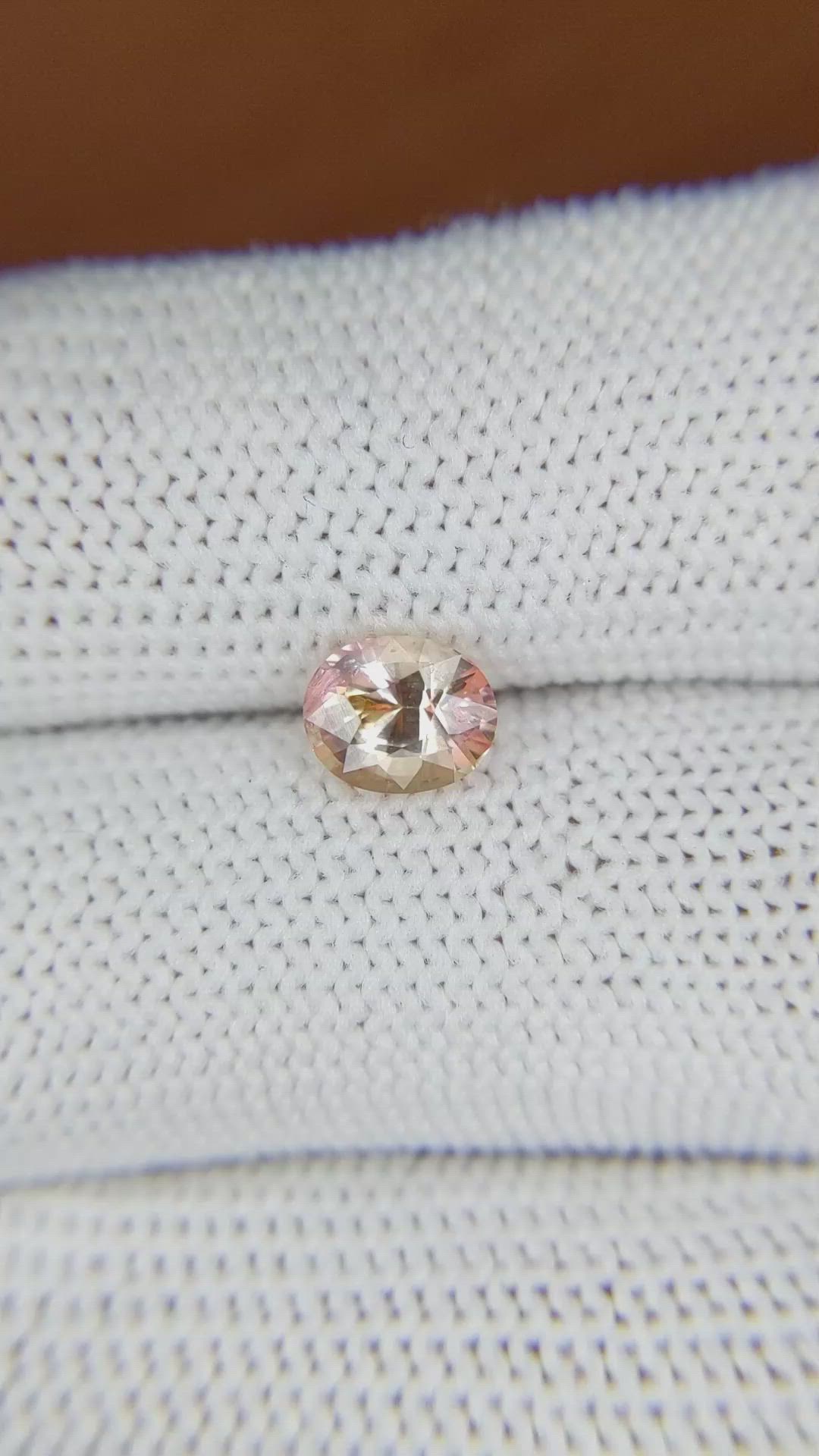 1.22 Ct. Peach Sapphire from Ceylon (Sri Lanka) Size Video