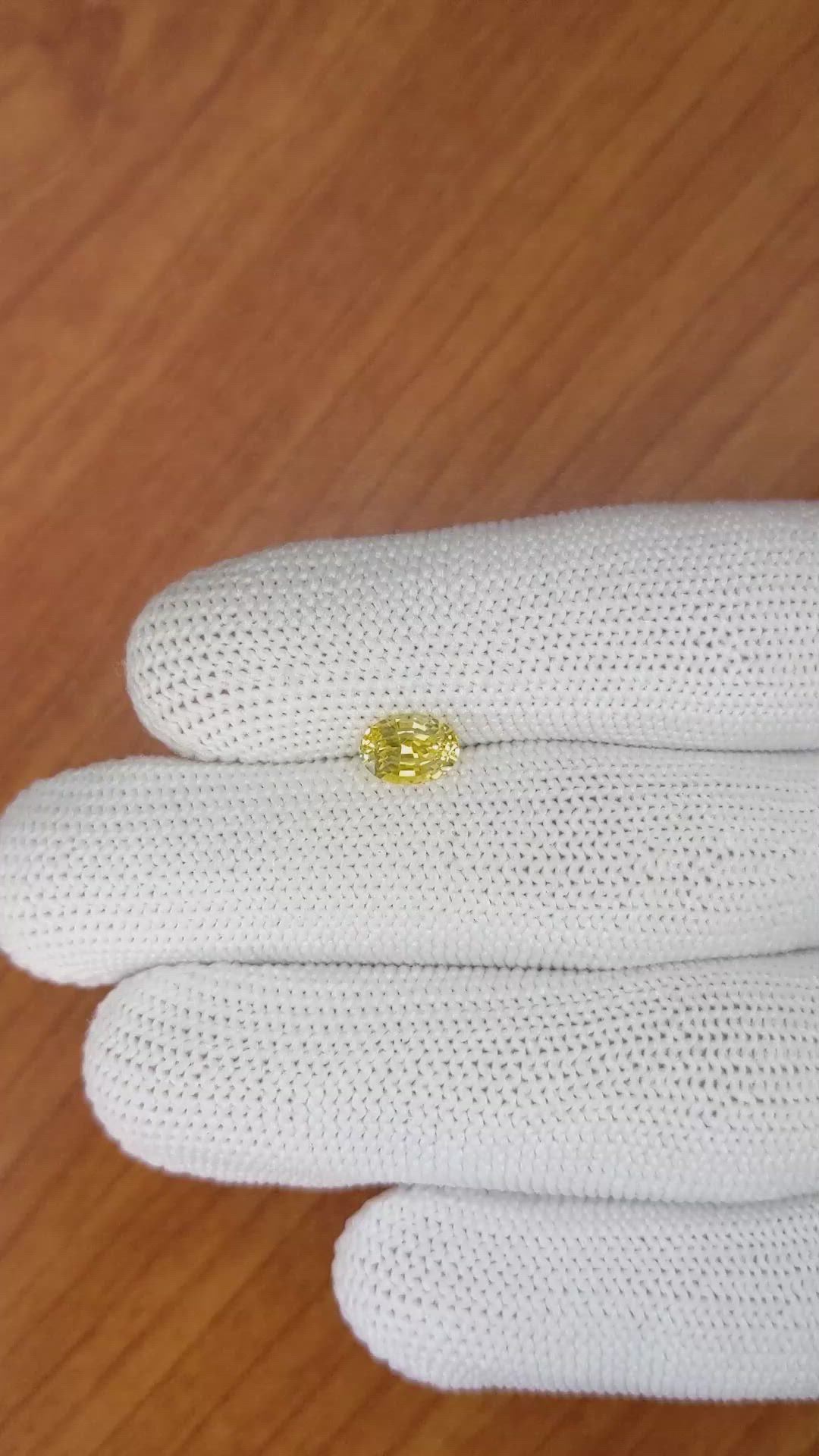 1.11 Ct. Orangish Yellow Sapphire from Ceylon (Sri Lanka) Size Video