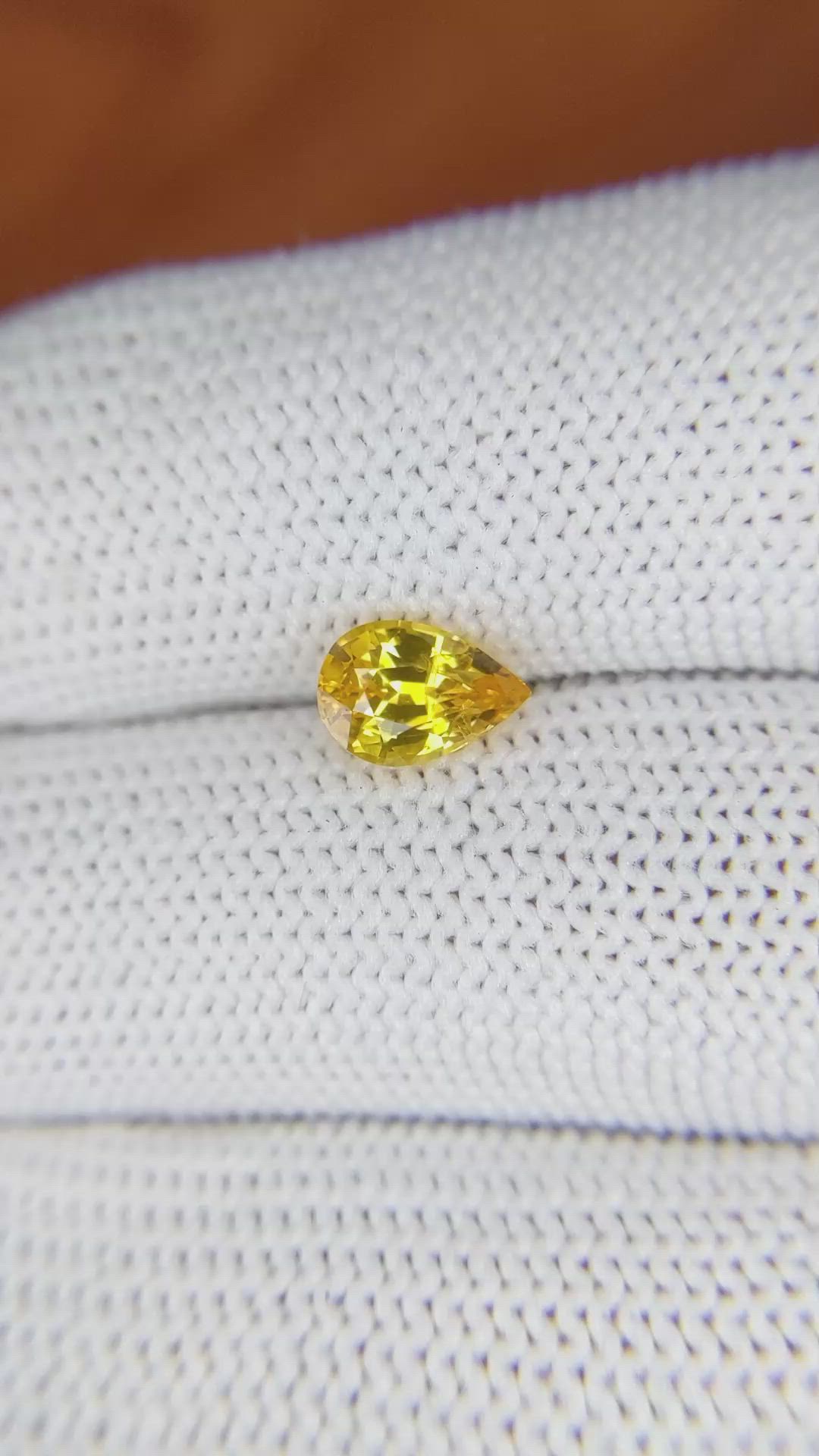 1.31 Ct. Orangish Yellow Sapphire from Ceylon (Sri Lanka) Size Video