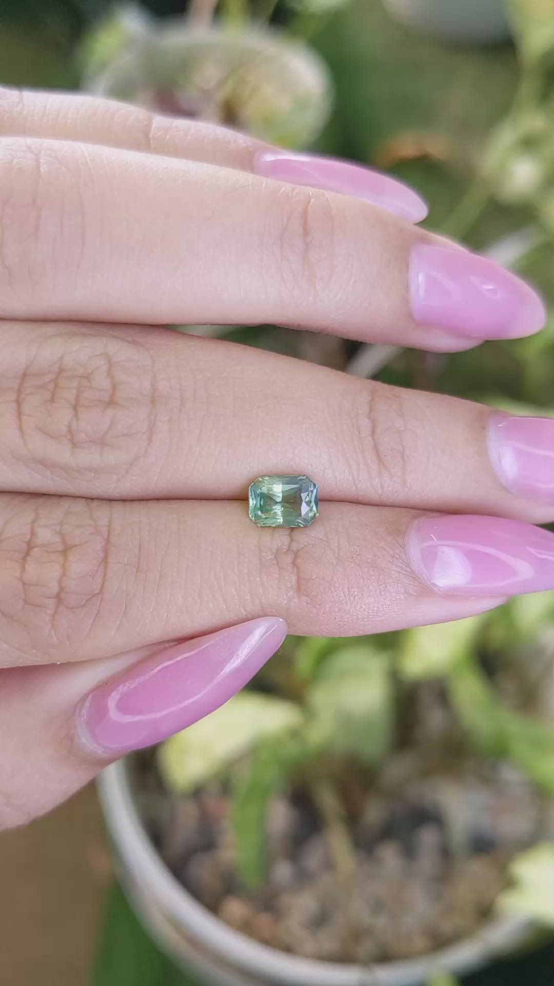 1.04 Ct. Bluish Green Sapphire from Madagascar Size Video