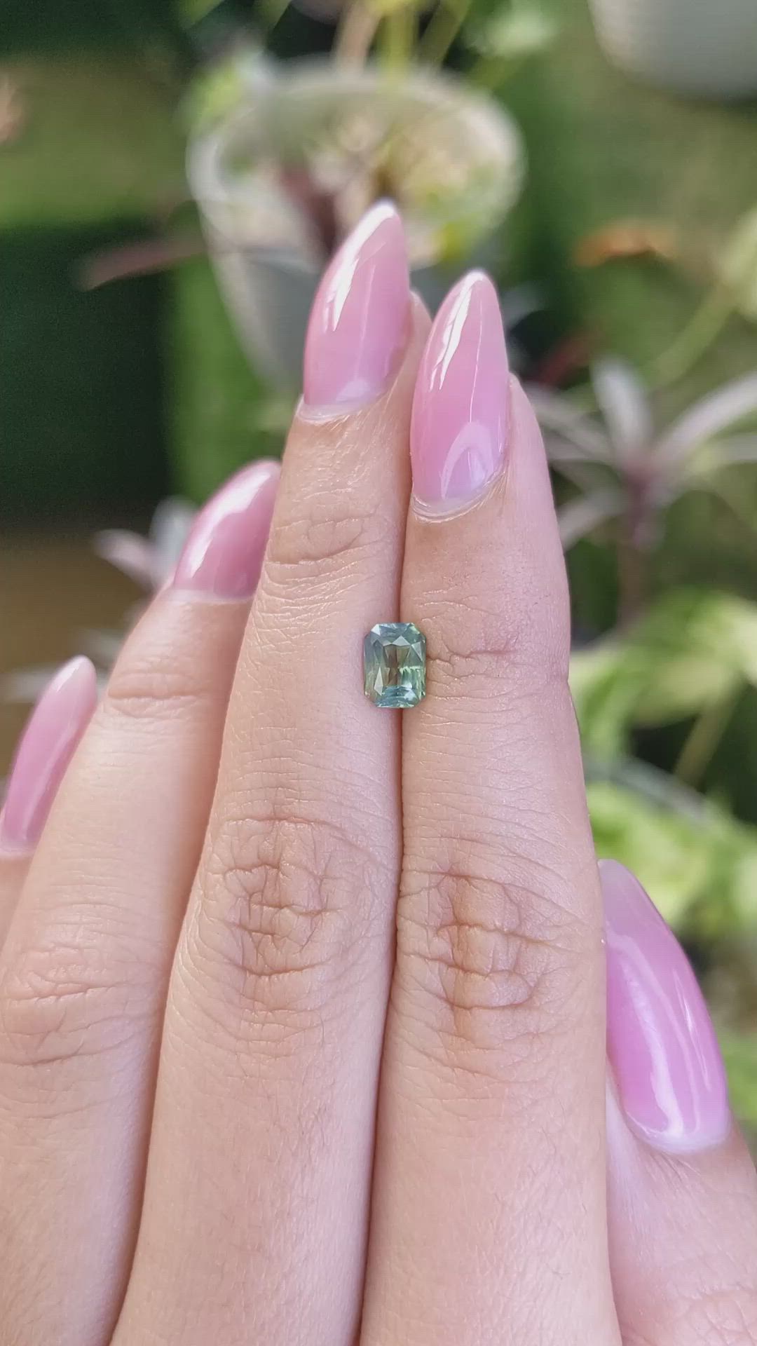 1.04 Ct. Bluish Green Sapphire from Madagascar Size Video