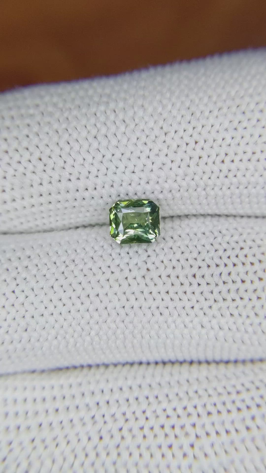 1.09 Ct. Yellowish Green Sapphire from Madagascar Size Video