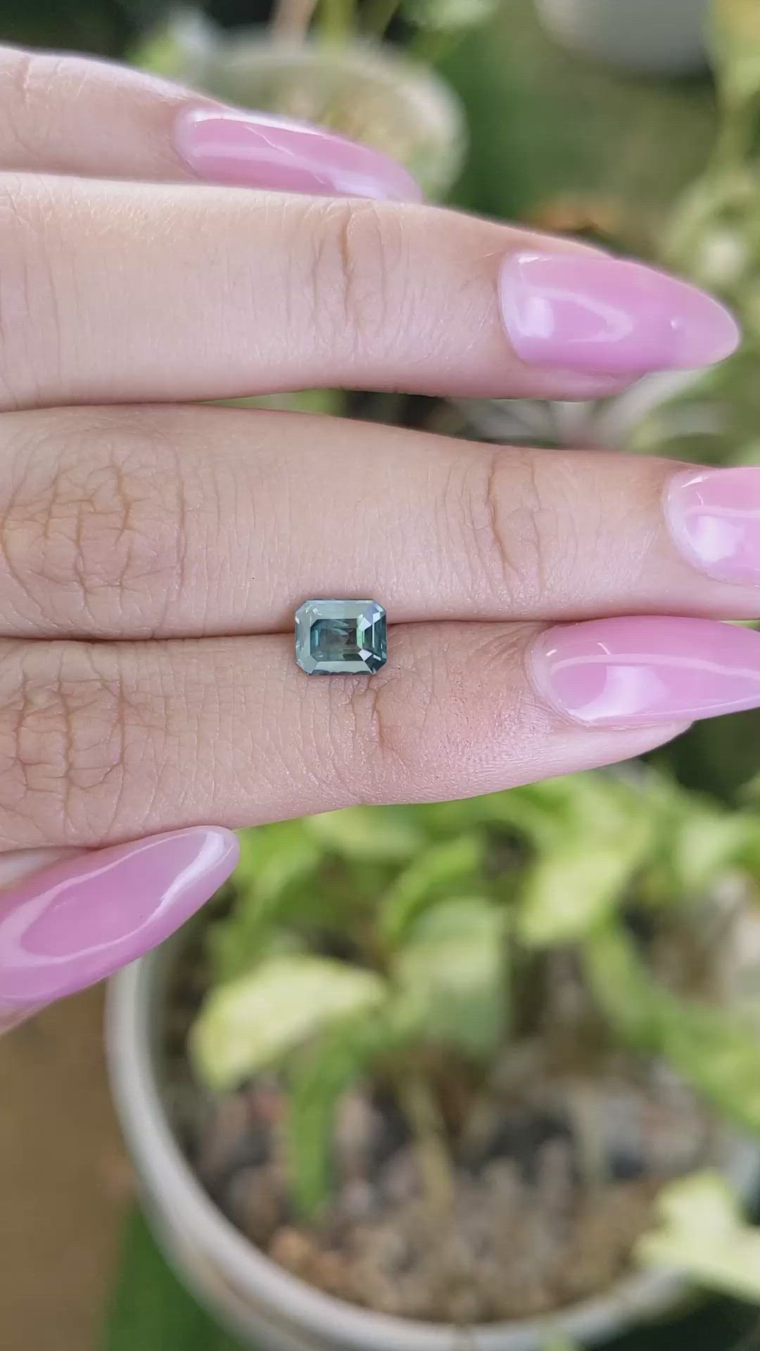 1.04 Ct. Bluish Green Sapphire from Madagascar Size Video